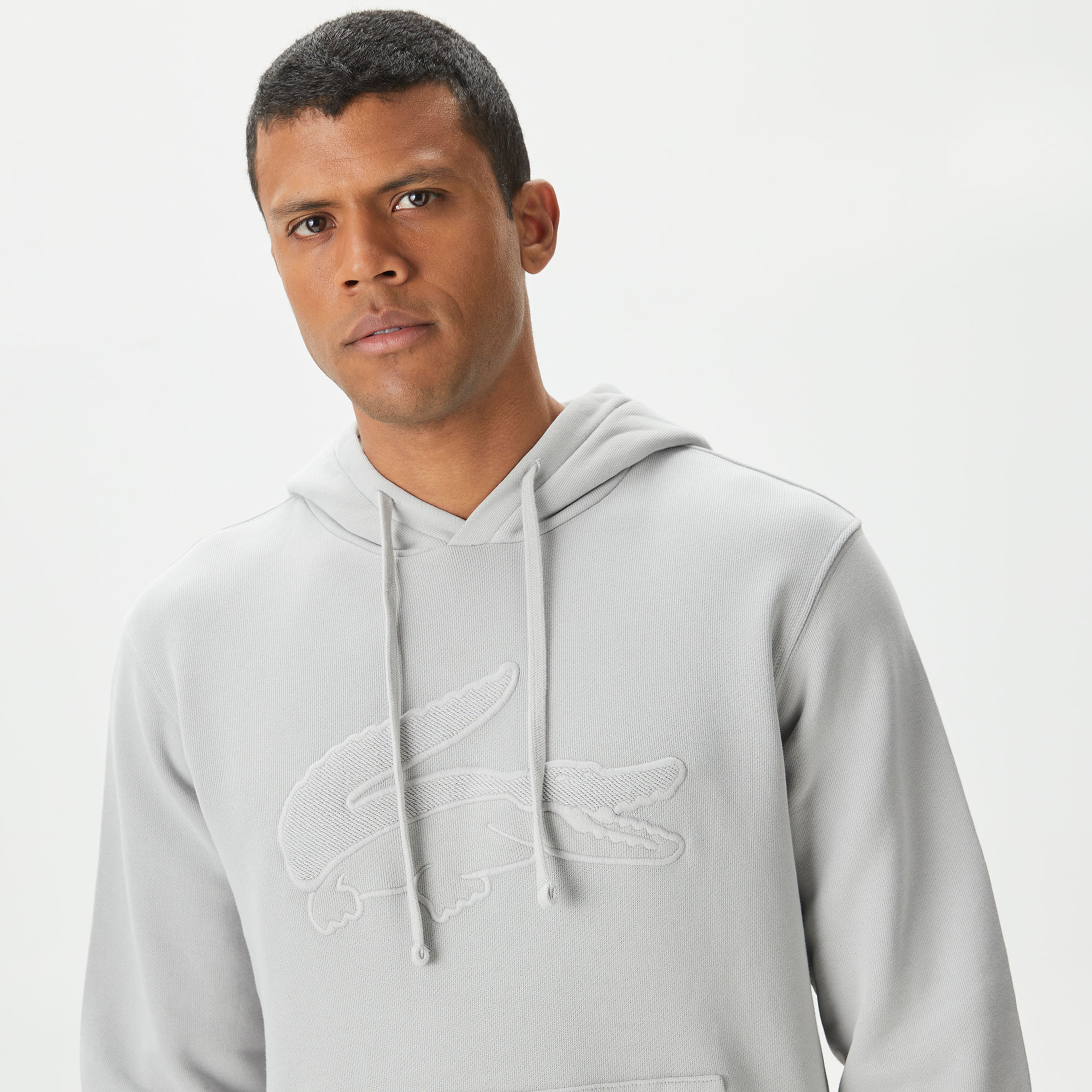 Erkek Relaxed Fit Kapüşonlu Gri Sweatshirt