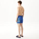 Erkek Baskılı Mavi Mayo Şort