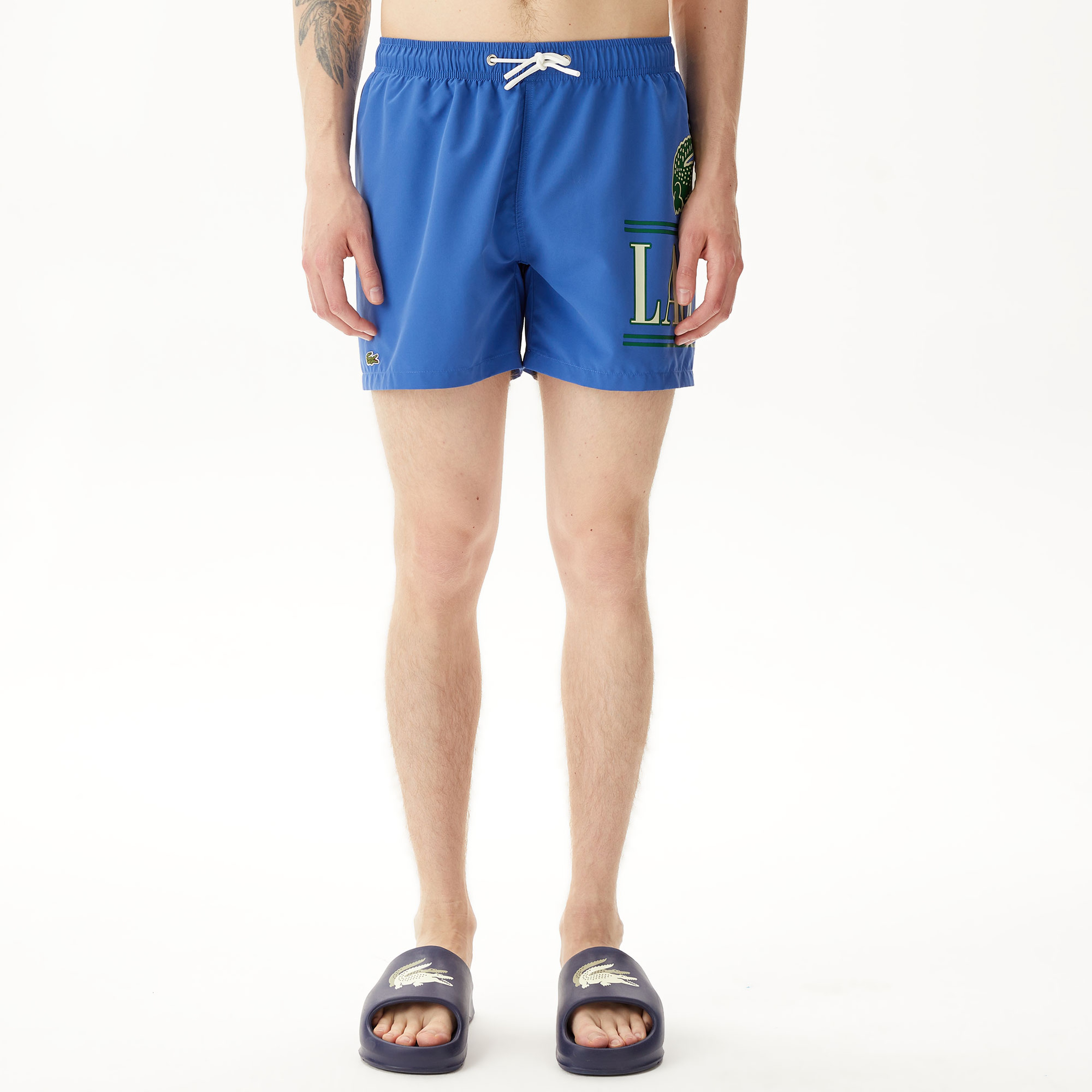 Erkek Baskılı Mavi Mayo Şort