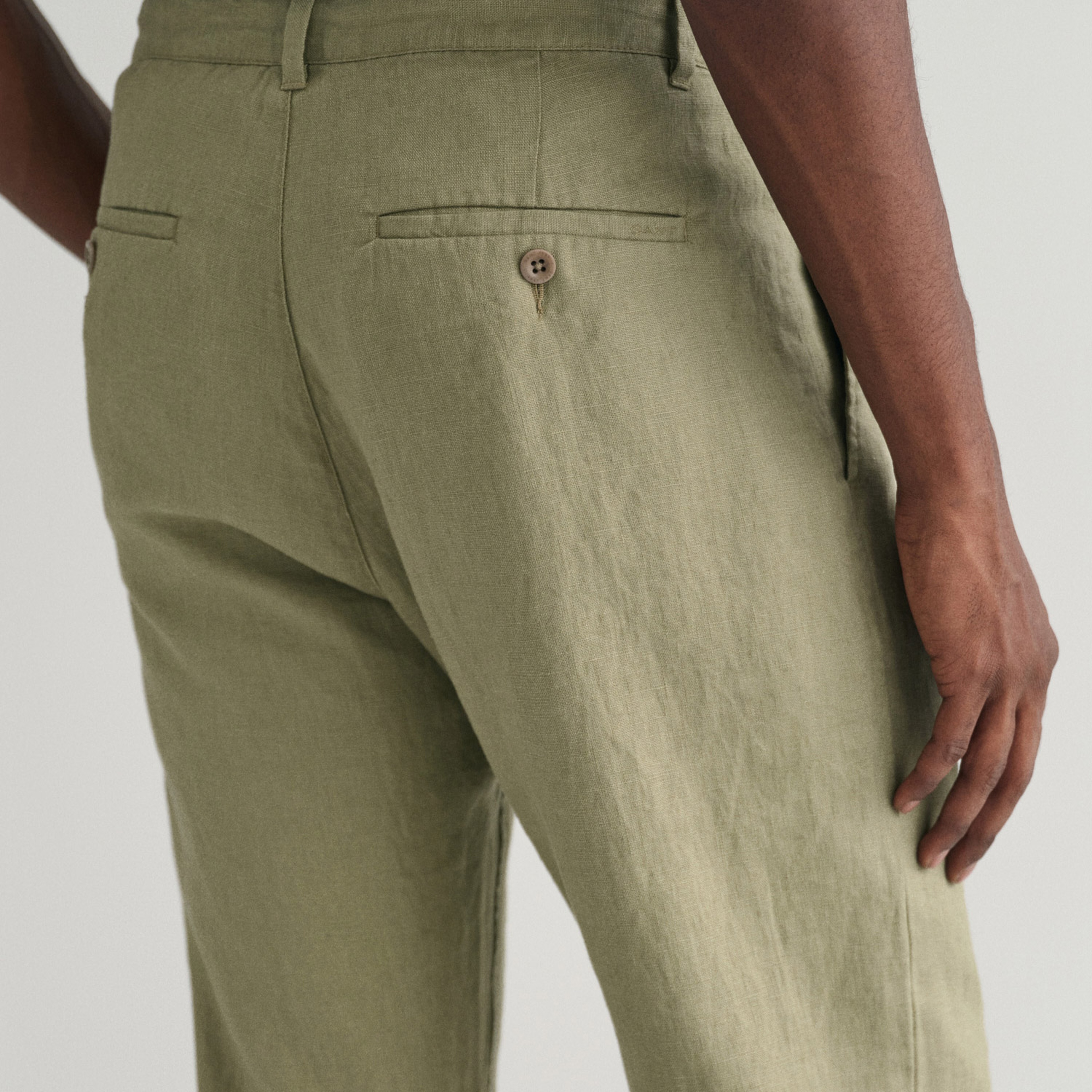 GANT Erkek Yeşil Relaxed Fit Keten Pantolon