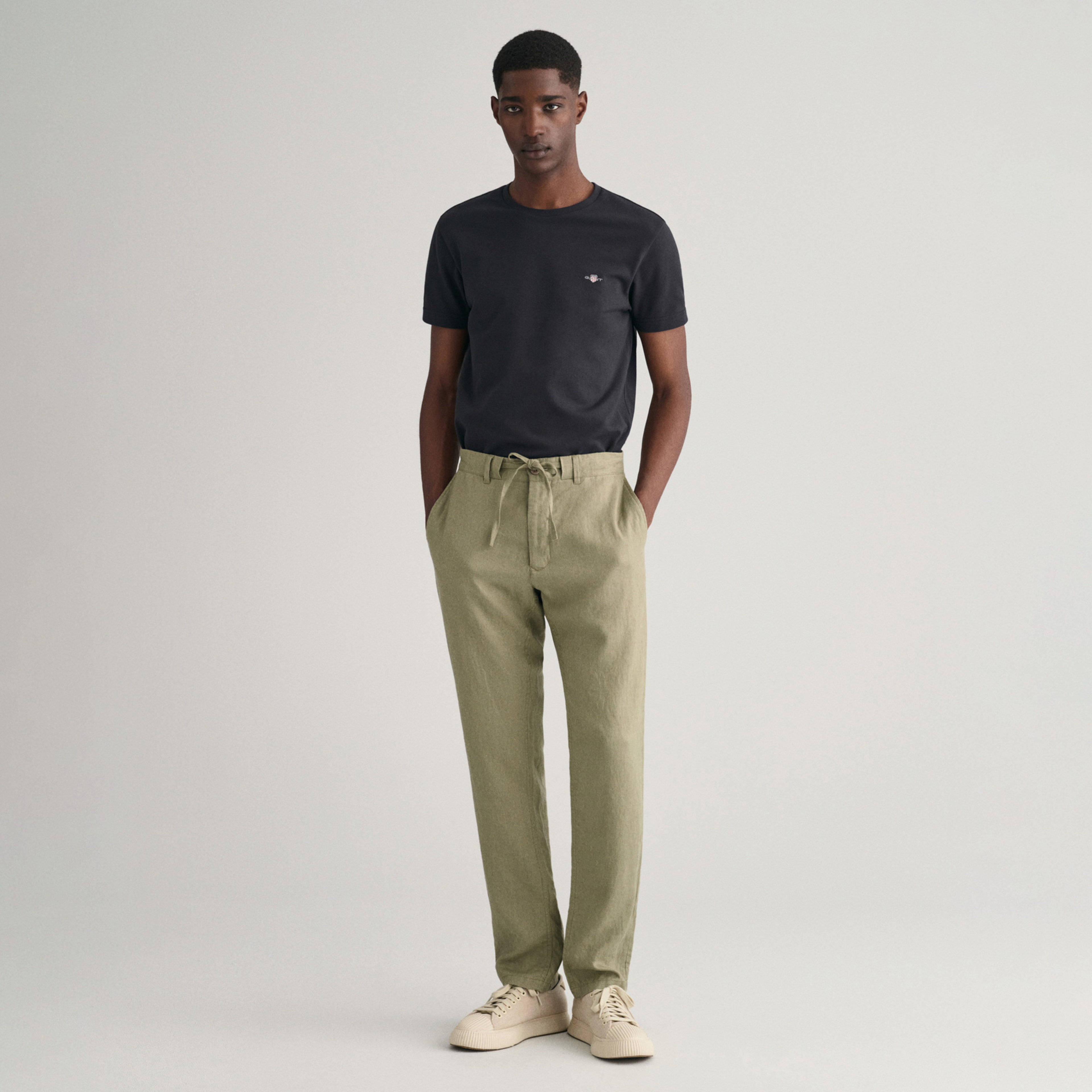 GANT Erkek Yeşil Relaxed Fit Keten Pantolon