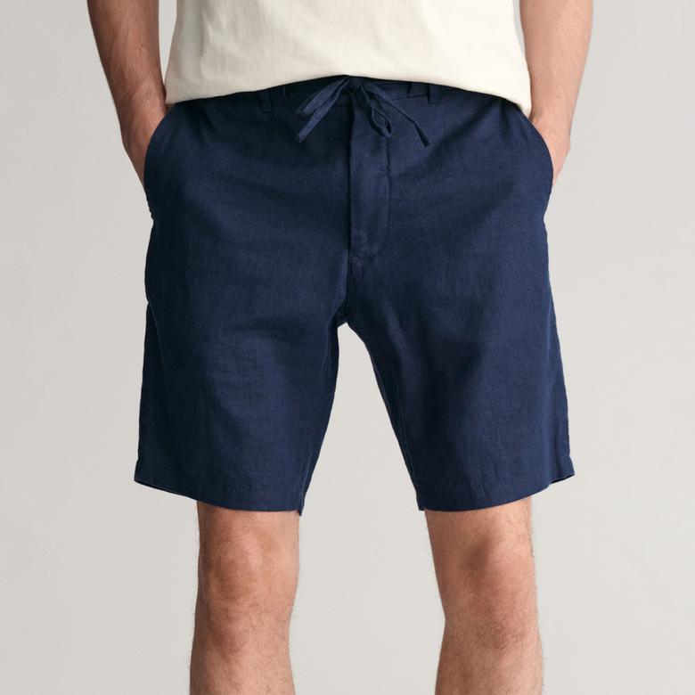 GANT Erkek Lacivert Relaxed Fit Keten Şort