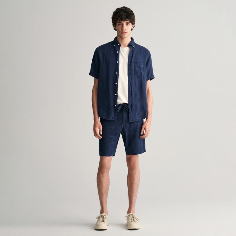 GANT Erkek Lacivert Relaxed Fit Keten Şort