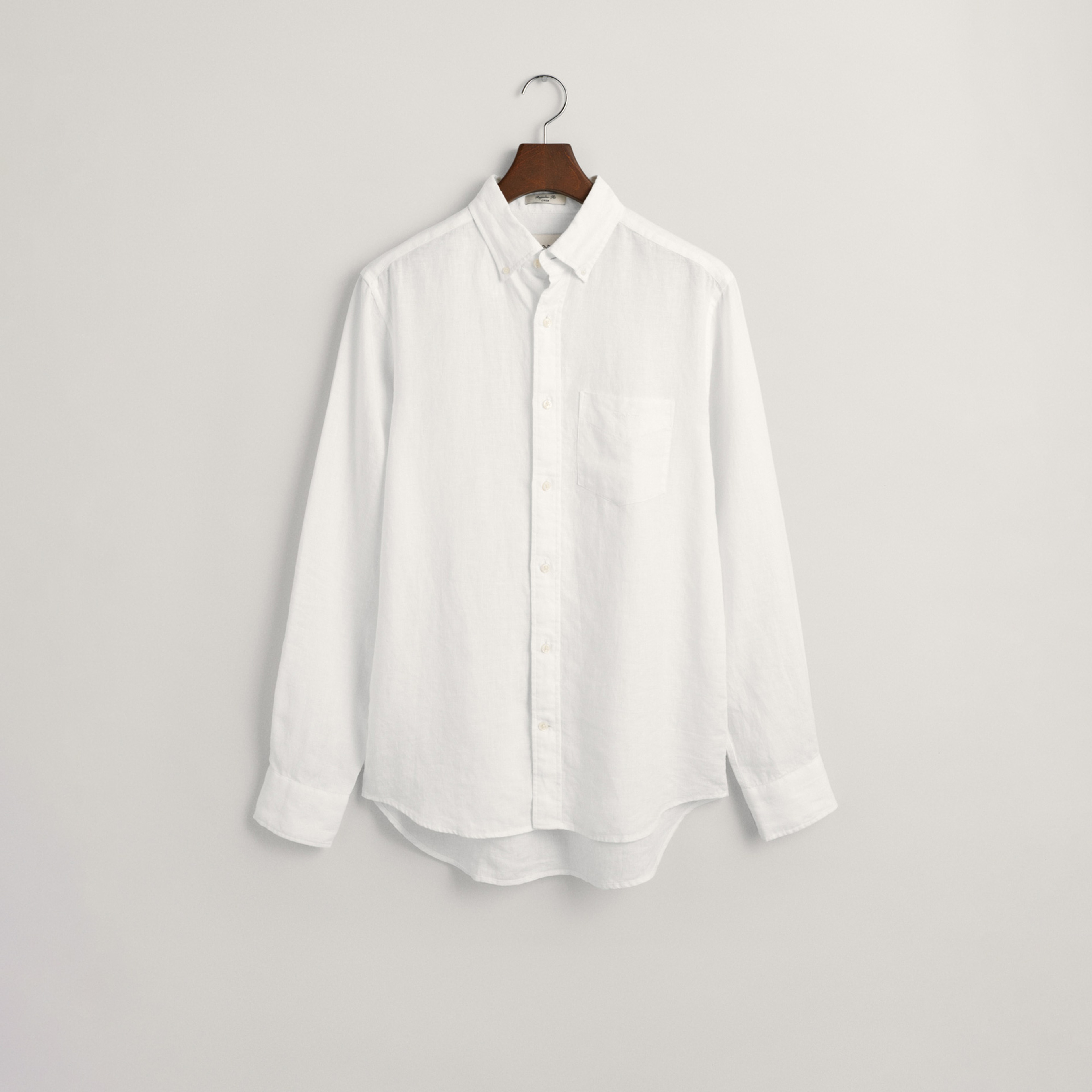 GANT Erkek Beyaz Regular Fit Düğmeli Yaka Keten Gömlek