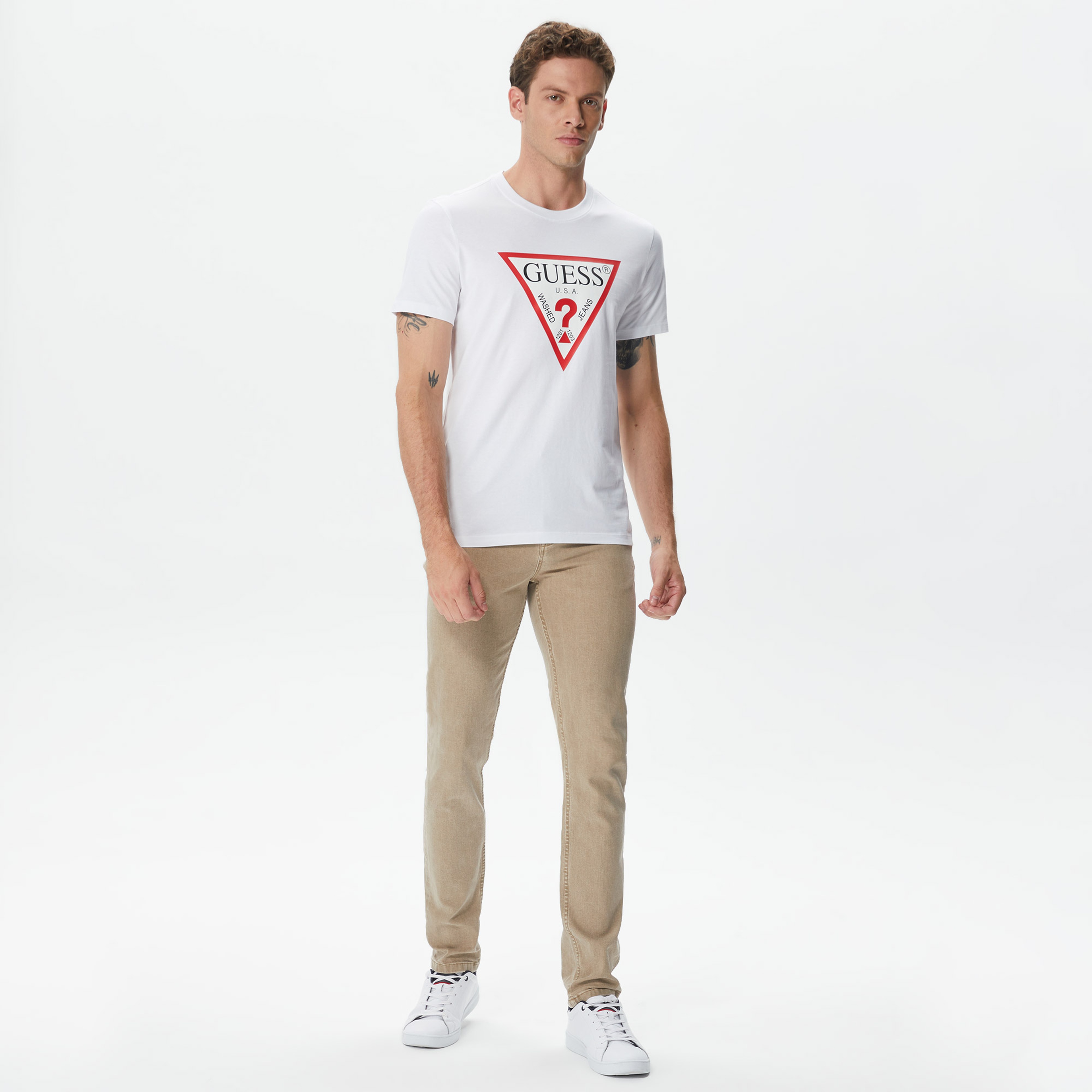 Guess Erkek Beyaz Tshirt