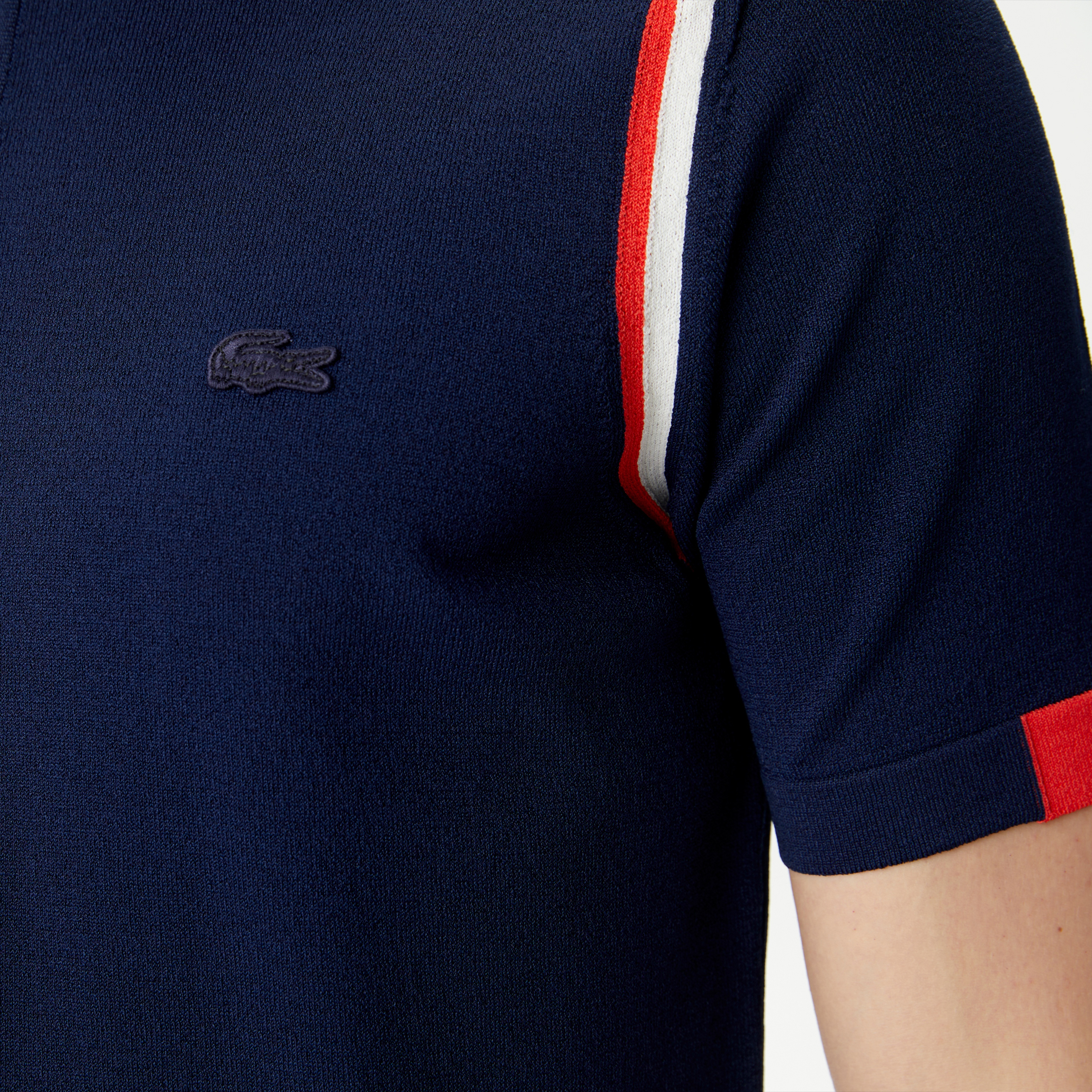 Erkek Regular Fit Polo Yaka Renk Bloklu Lacivert Triko