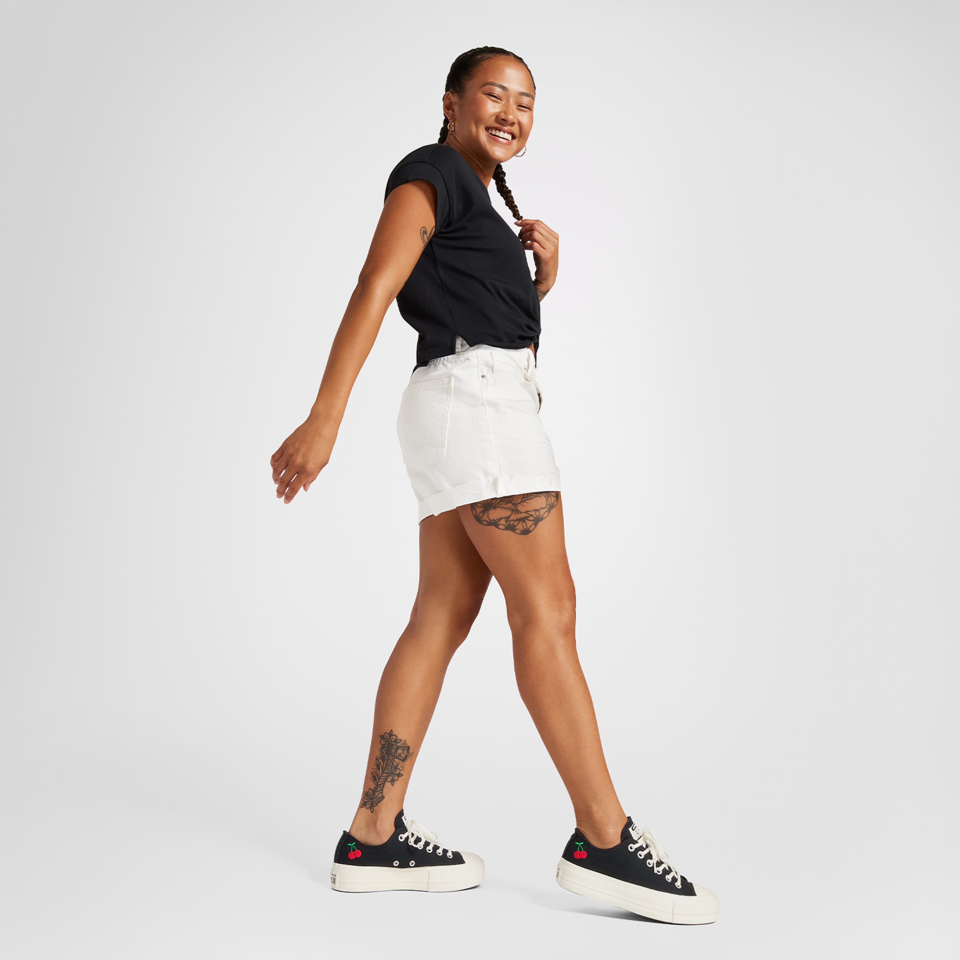 Converse Chuck Taylor All Star Lift Platform Cherries Kadın Siyah Sneaker