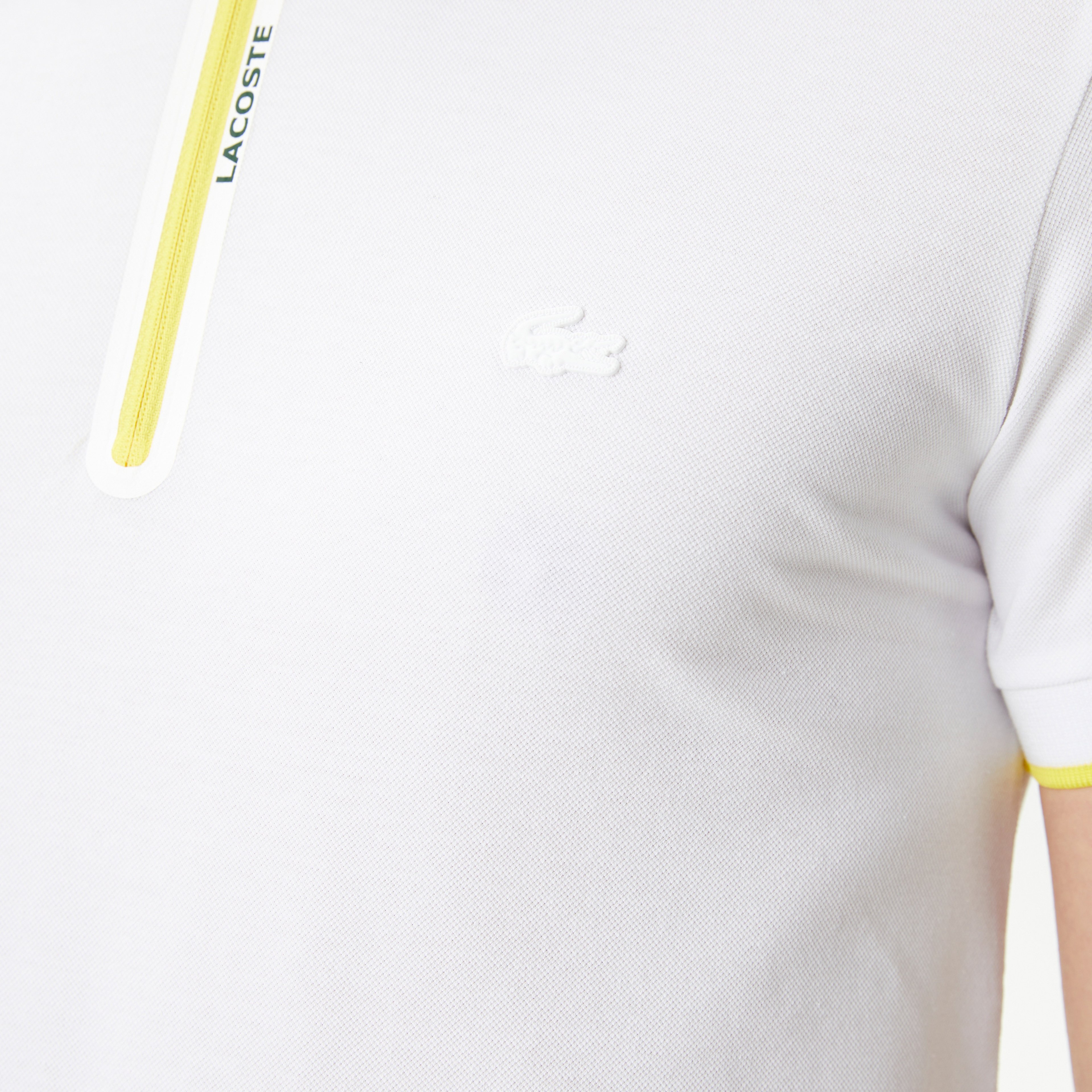 Erkek Oversize Fit Fermuarlı Beyaz Polo