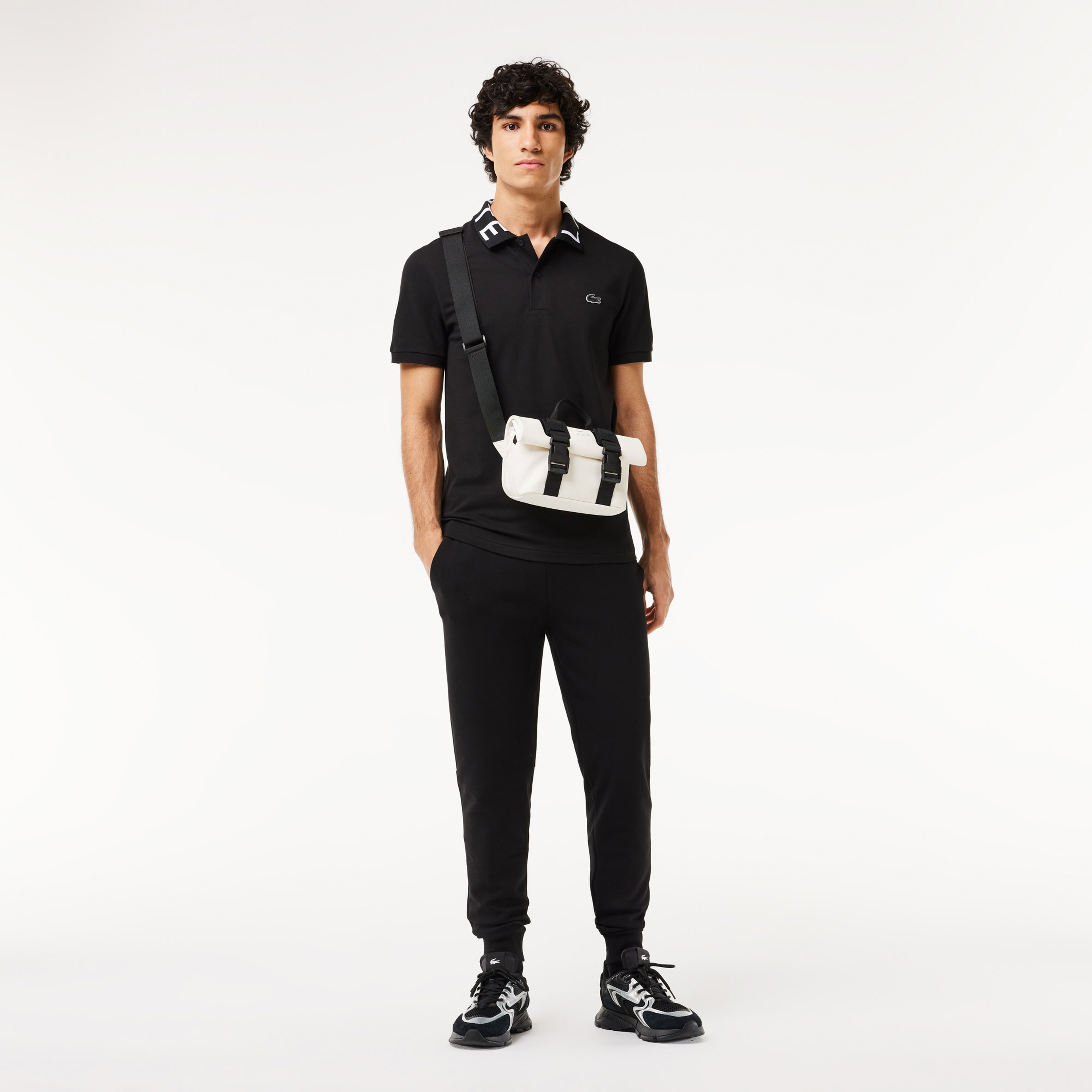 Active Erkek Slim Fit Baskılı Siyah Polo