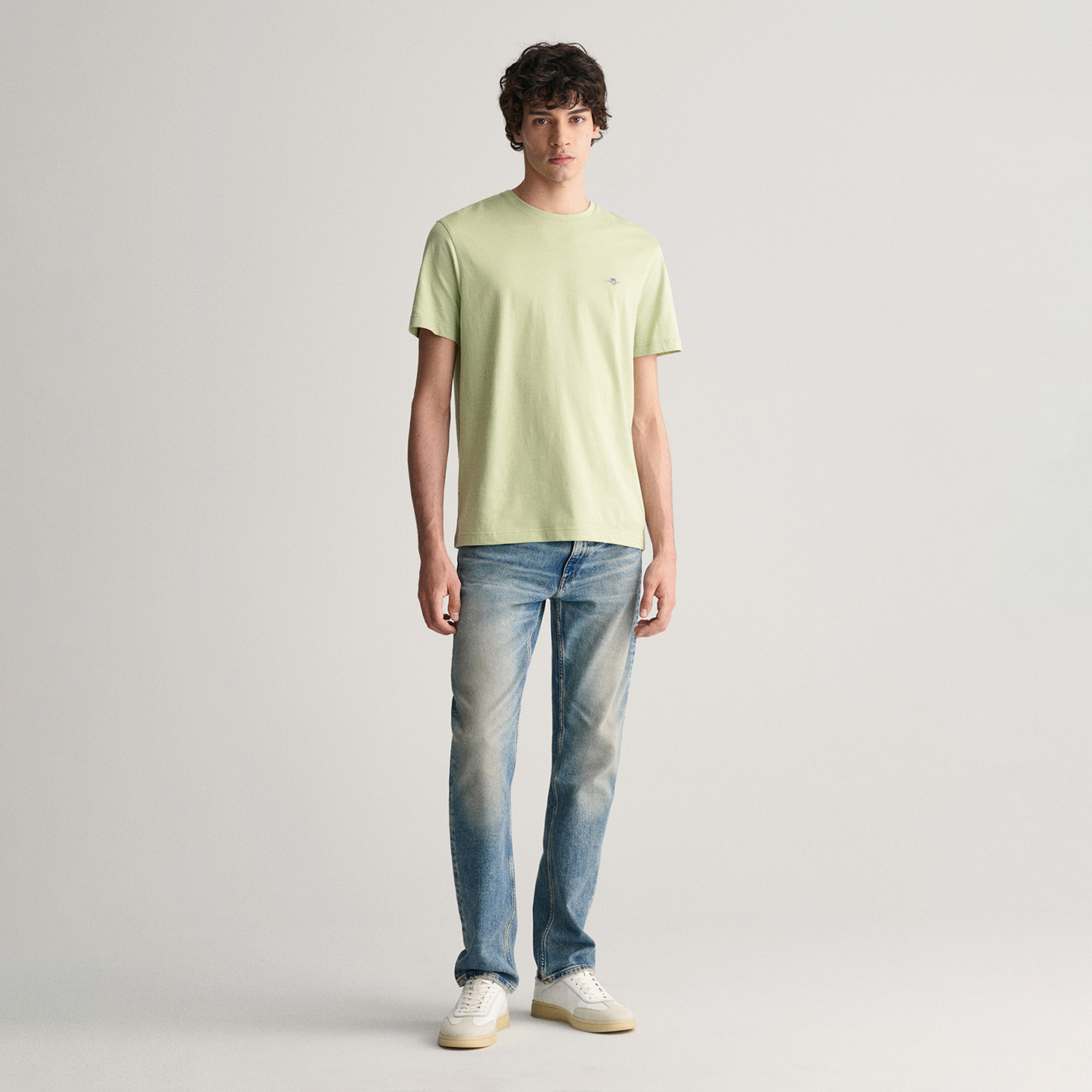 GANT Erkek Yeşil Regular Fit Bisiklet Yaka T-Shirt