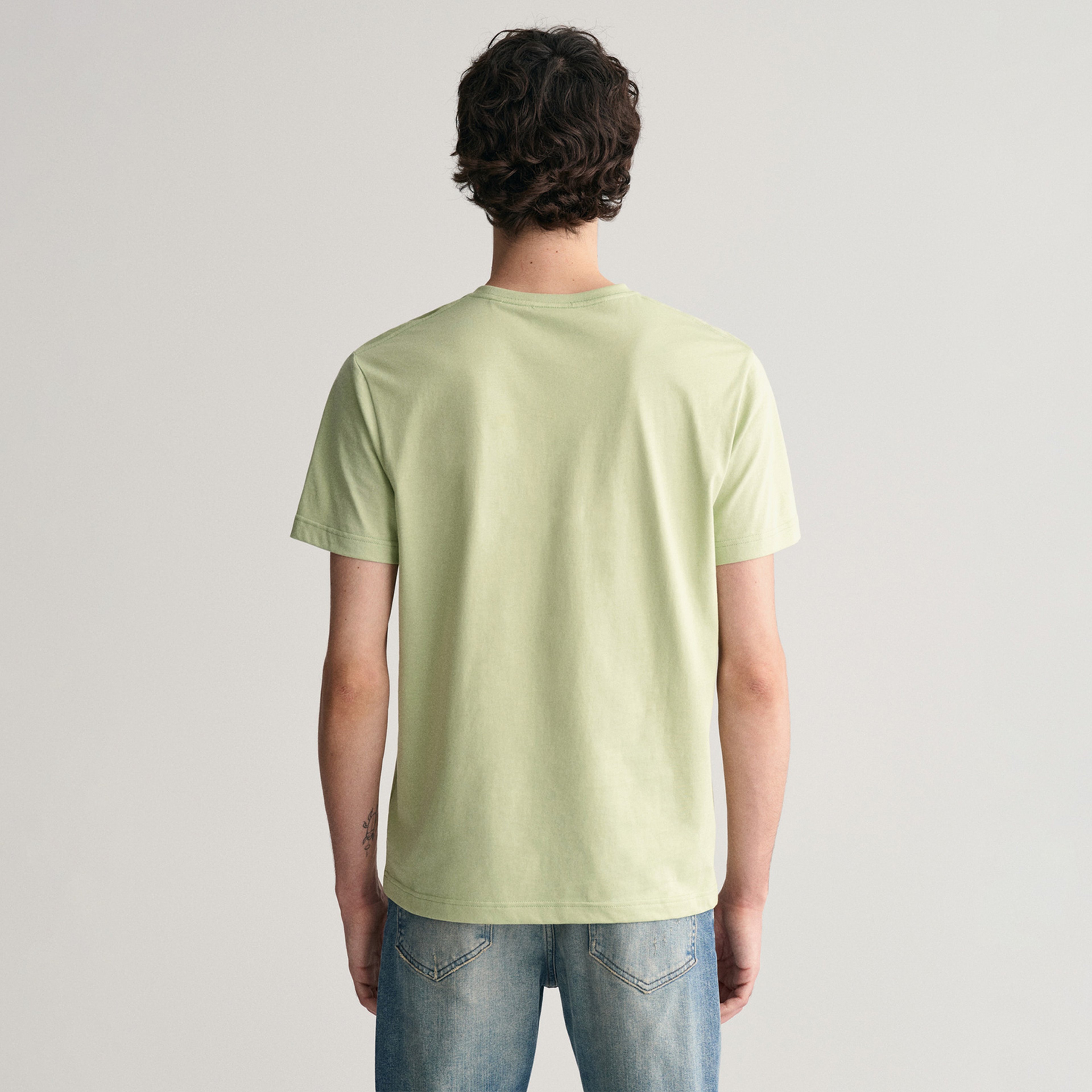 GANT Erkek Yeşil Regular Fit Bisiklet Yaka T-Shirt