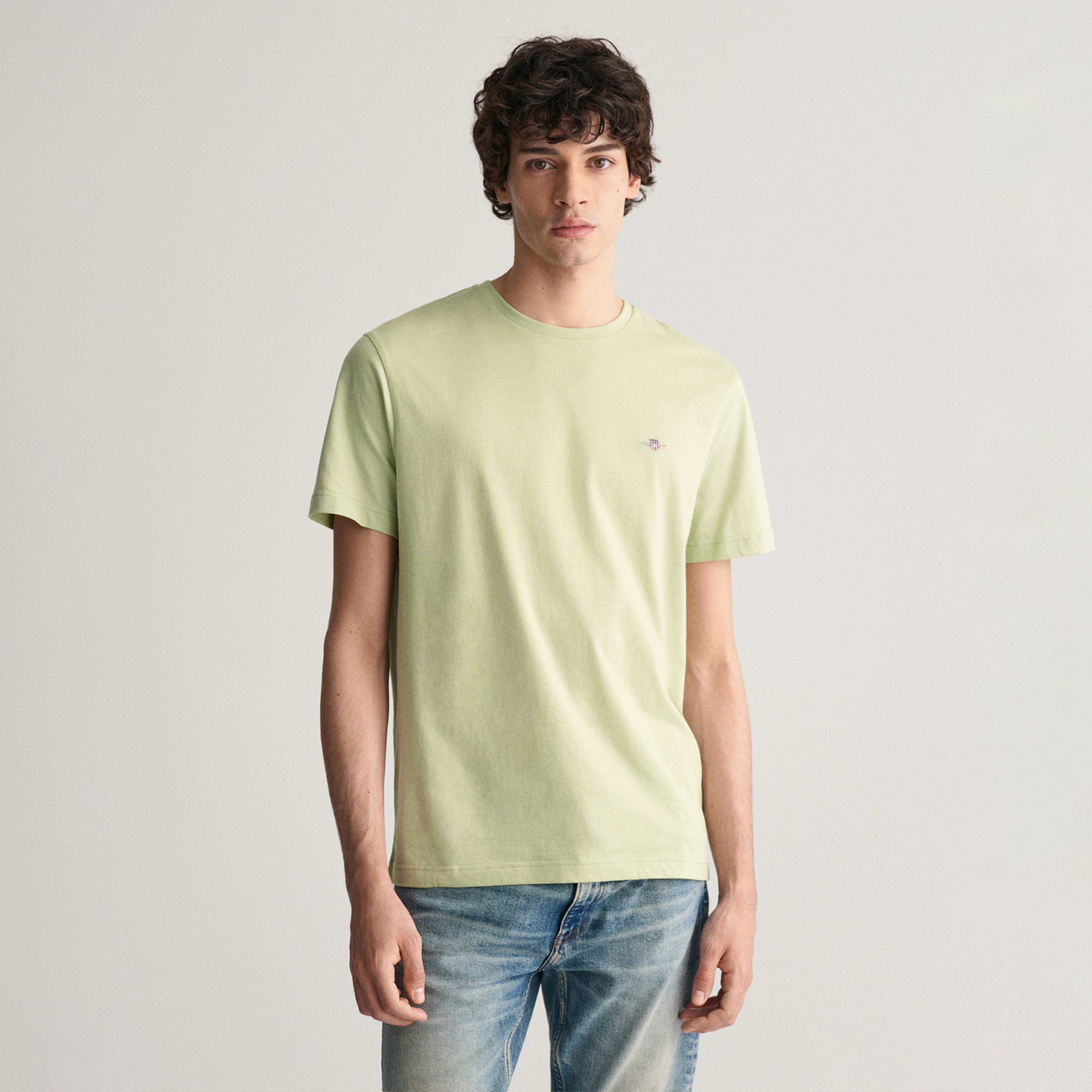 GANT Erkek Yeşil Regular Fit Bisiklet Yaka T-Shirt