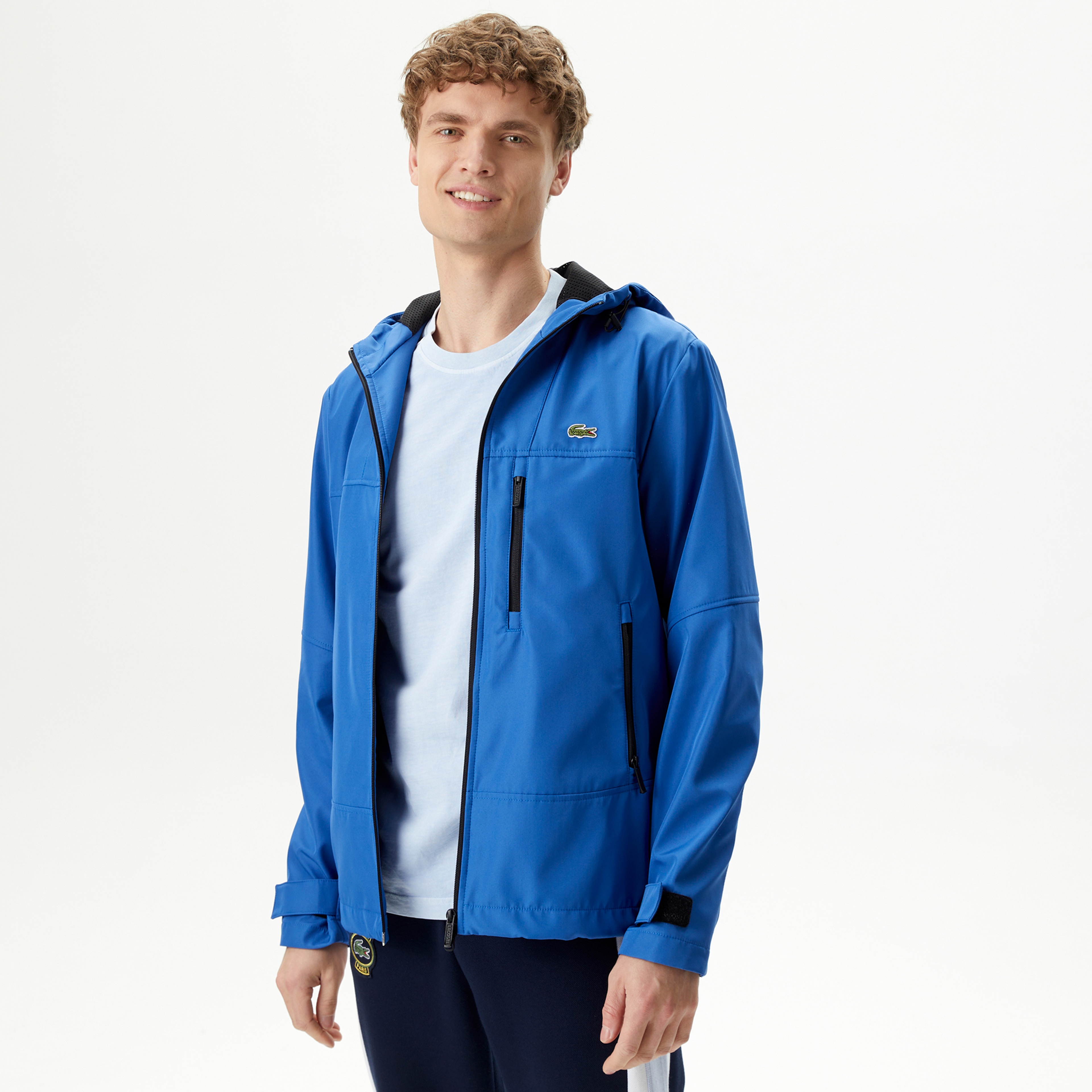 Erkek Kapüşonlu Mavi Yağmurluk