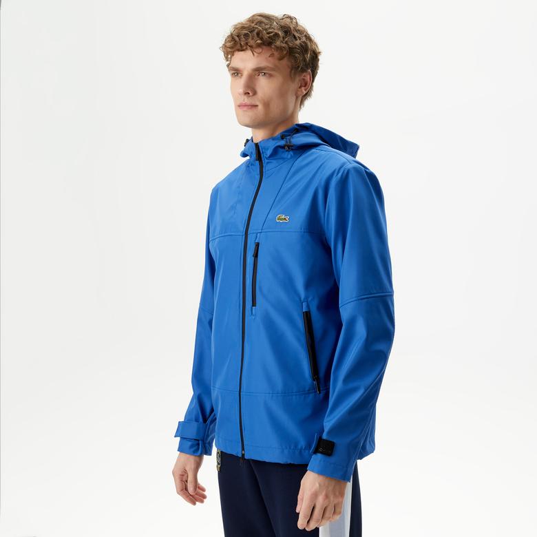 Erkek Kapüşonlu Mavi Yağmurluk