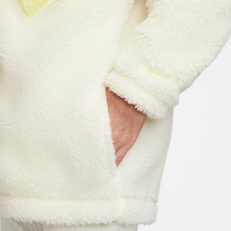 Nike Sportswear Logo  Sherpa Kadın Beyaz Mont