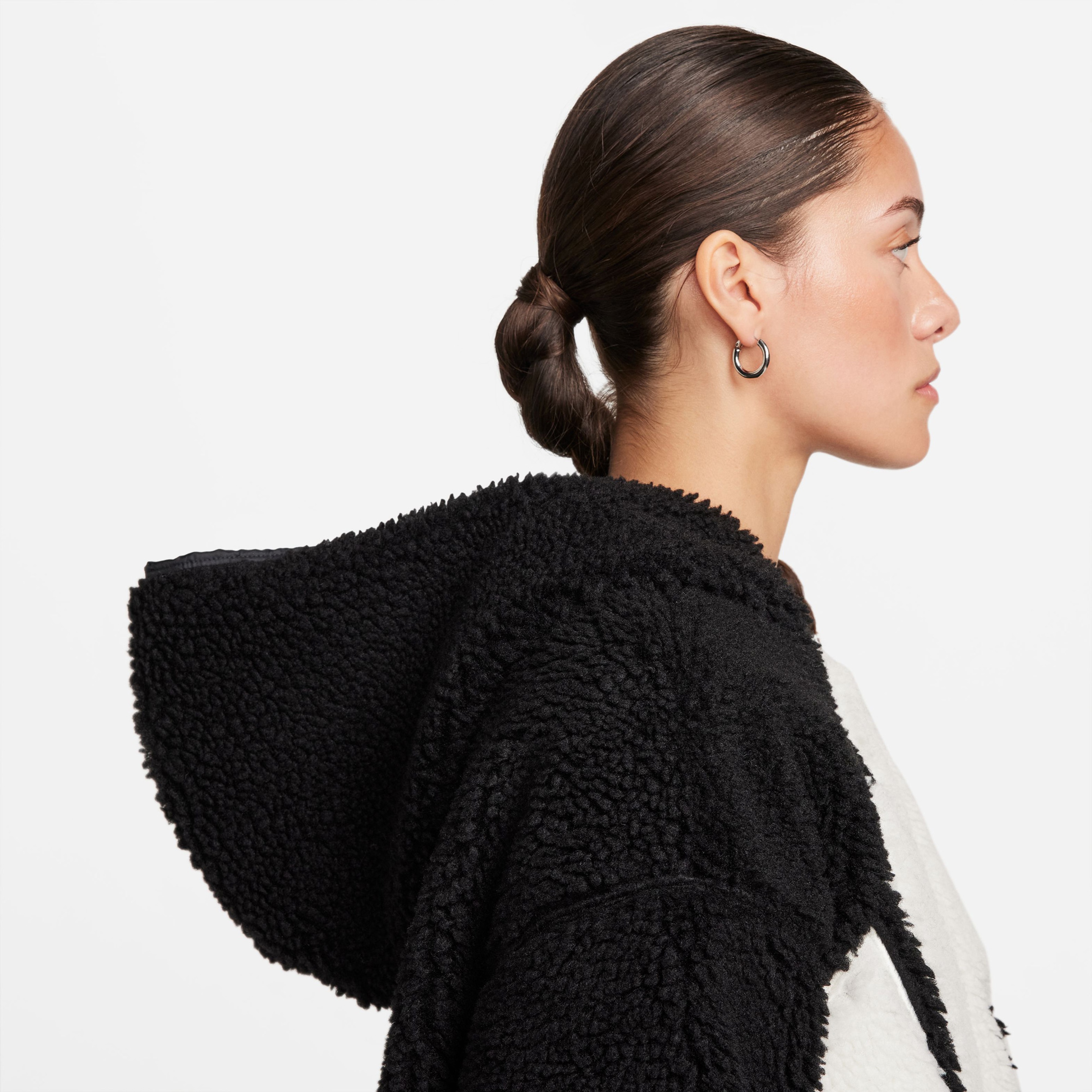 Nike Sportswear Logo  Sherpa Kadın Siyah Ceket