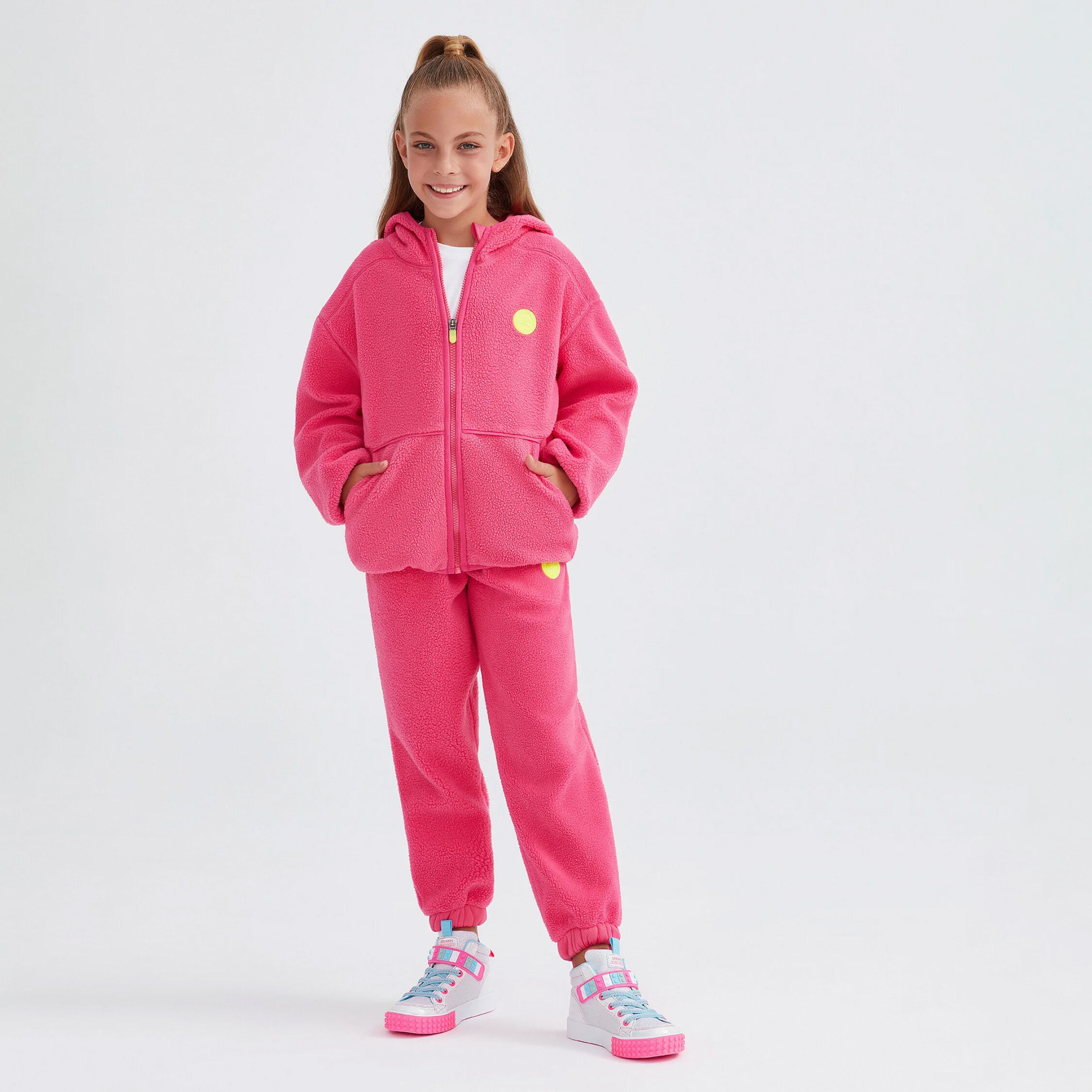 Skechers Outdoor Fleece Full Zip Çocuk Pembe Eşofman Üstü