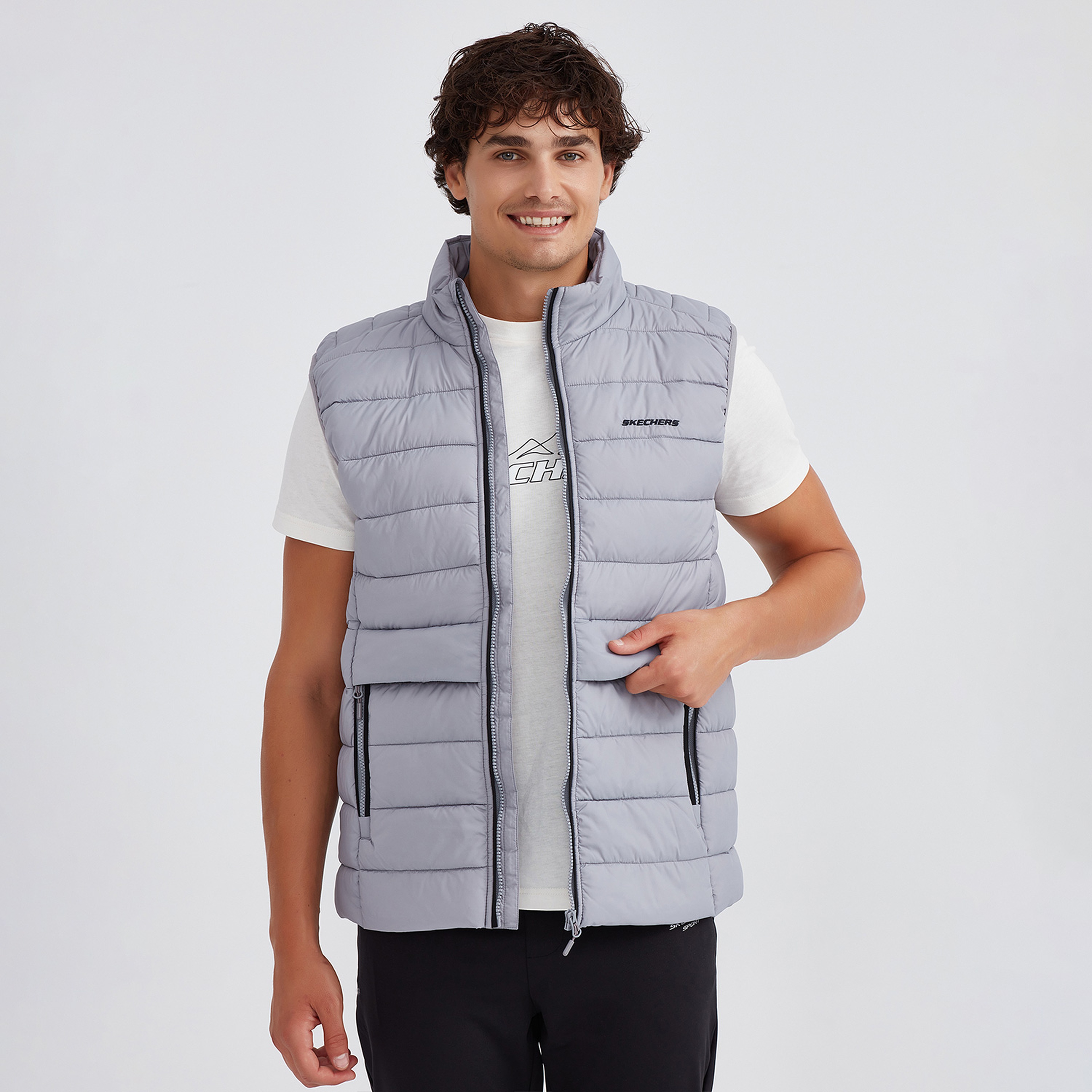 Skechers Outerwear Padded Erkek Gri Yelek