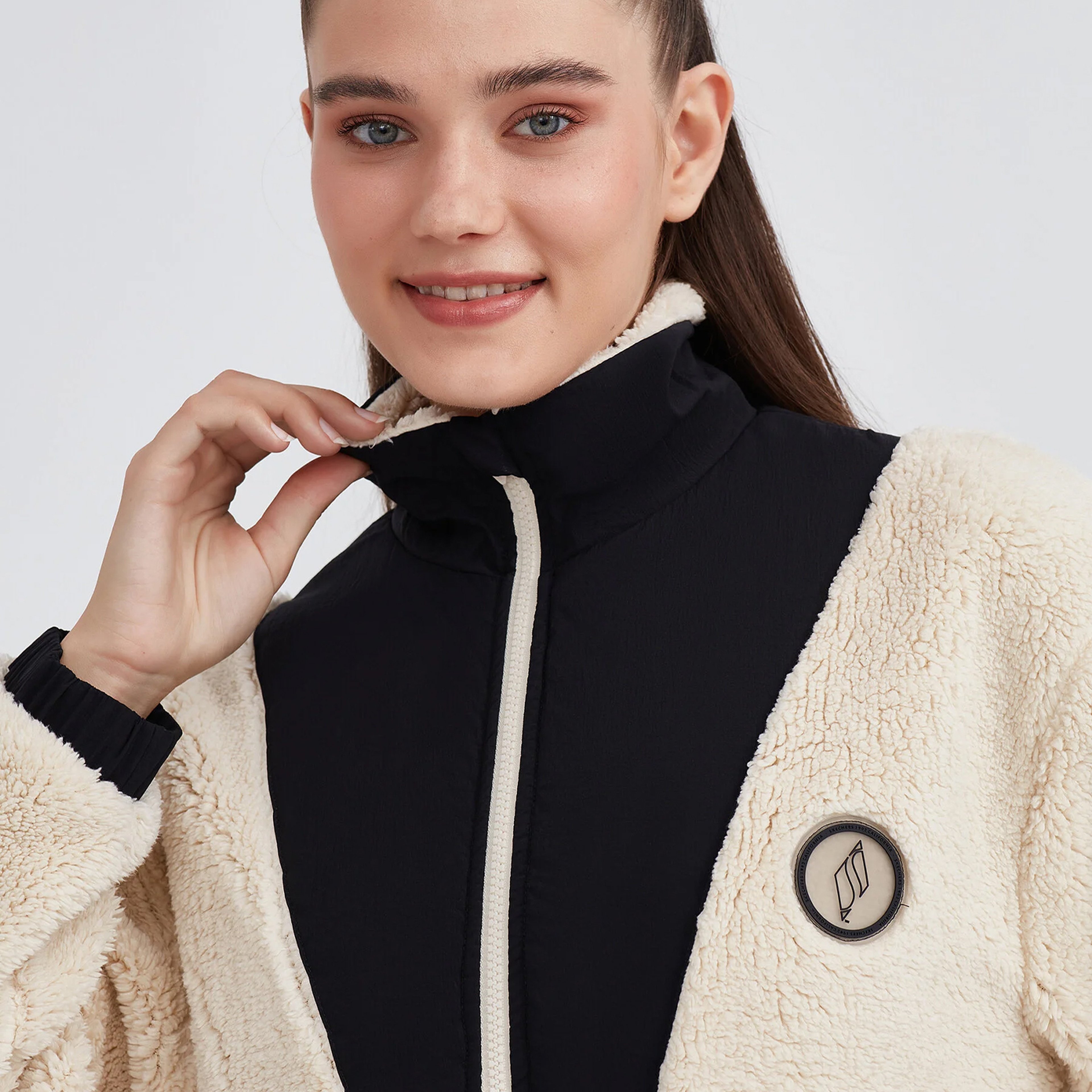 Skechers Outdoor Fleece Half Zip Sherpa Kadın Beyaz Ceket