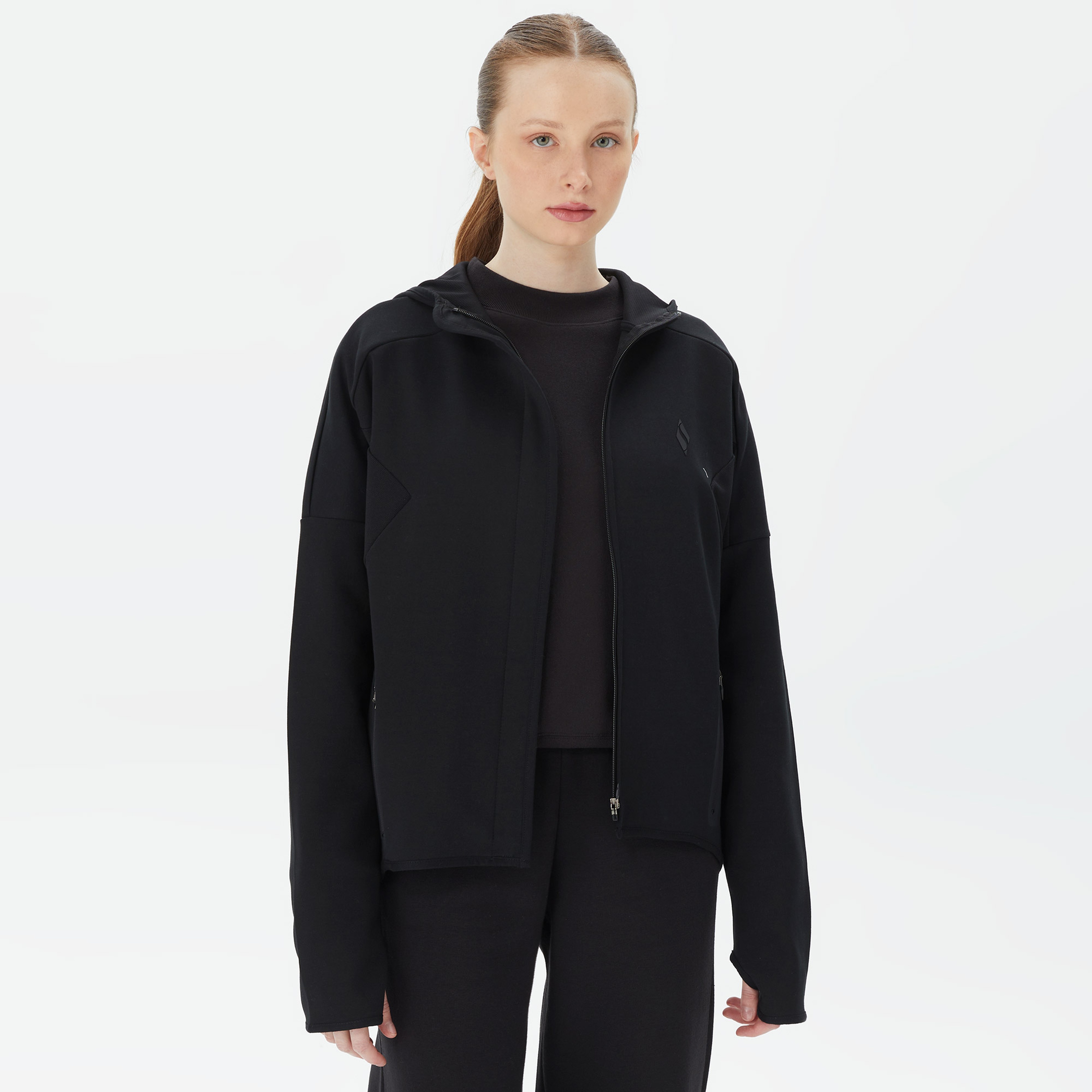 Skechers 2XI-Lock Full Zip Kadın Siyah Eşofman Üstü
