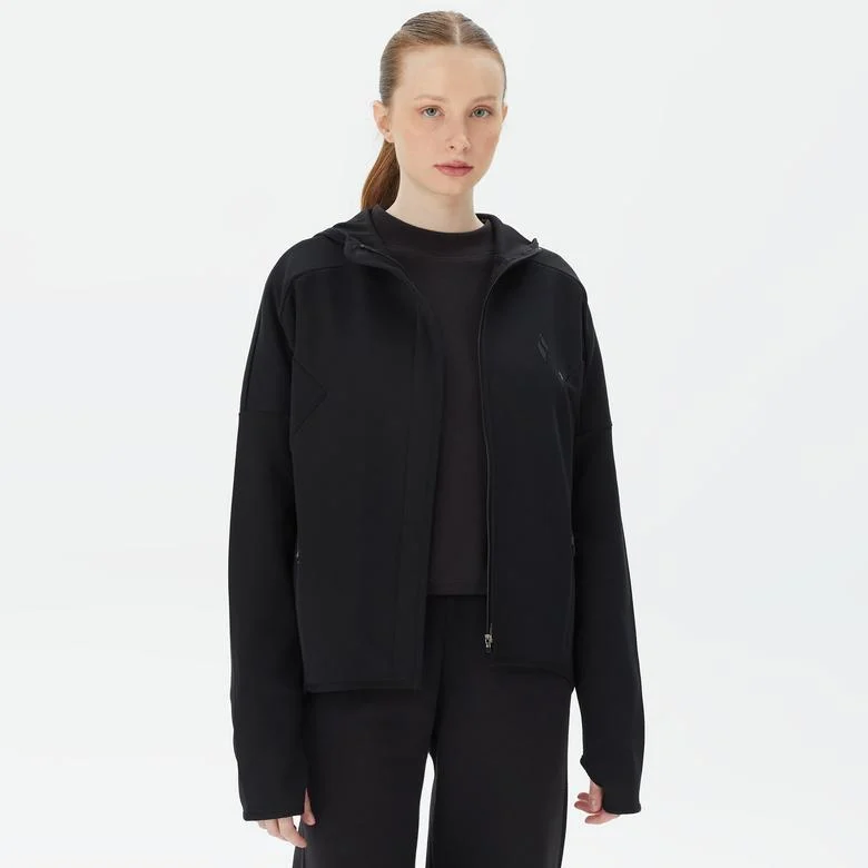 Skechers 2XI-Lock Full Zip Kadın Siyah Eşofman Üstü