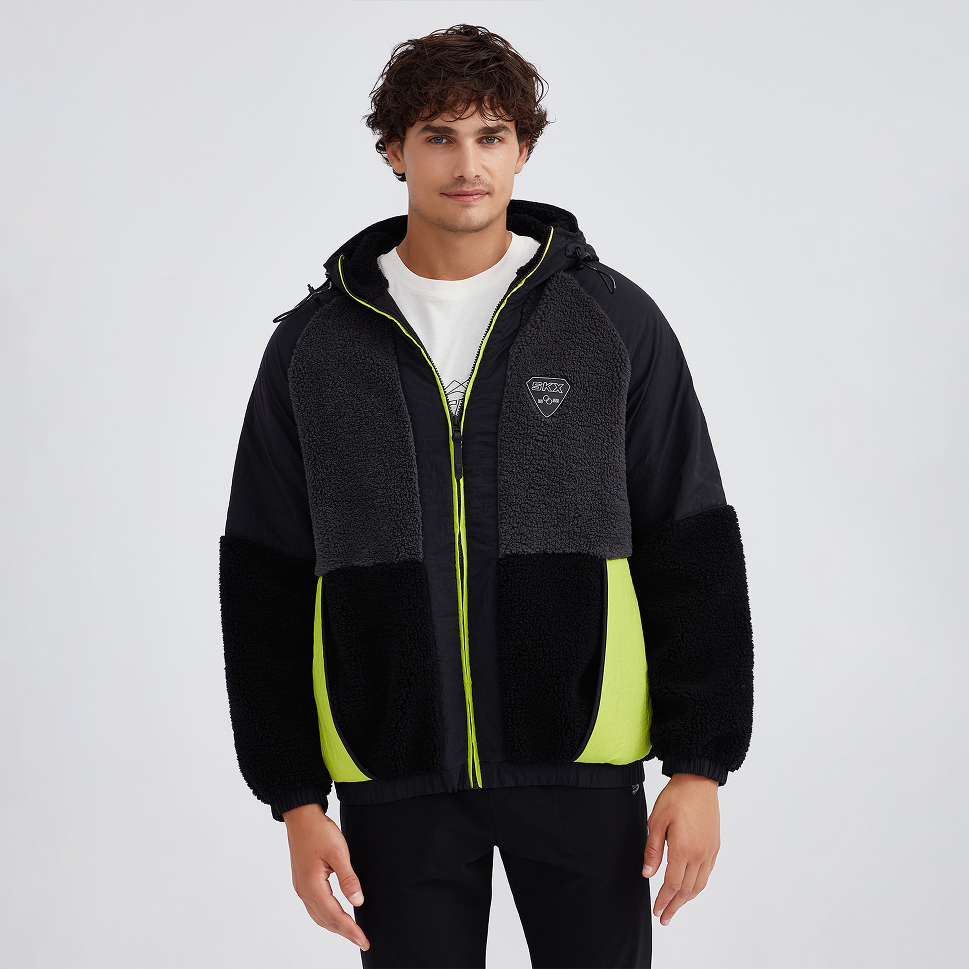 Skechers M Outdoor Fleece Full Zip Sherpa Erkek Siyah Polar Mont