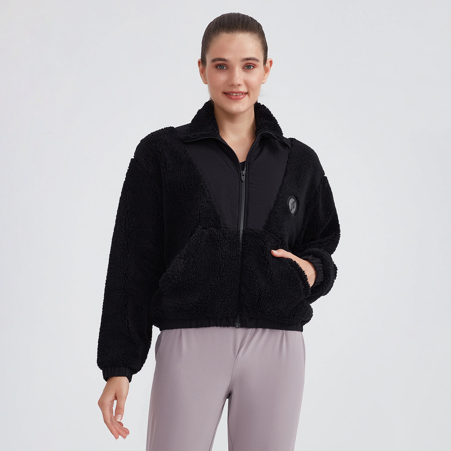 かれん Skechers Outdoor Fleece Half Zip Sherpa Kadın Siyah CeketXLS232298