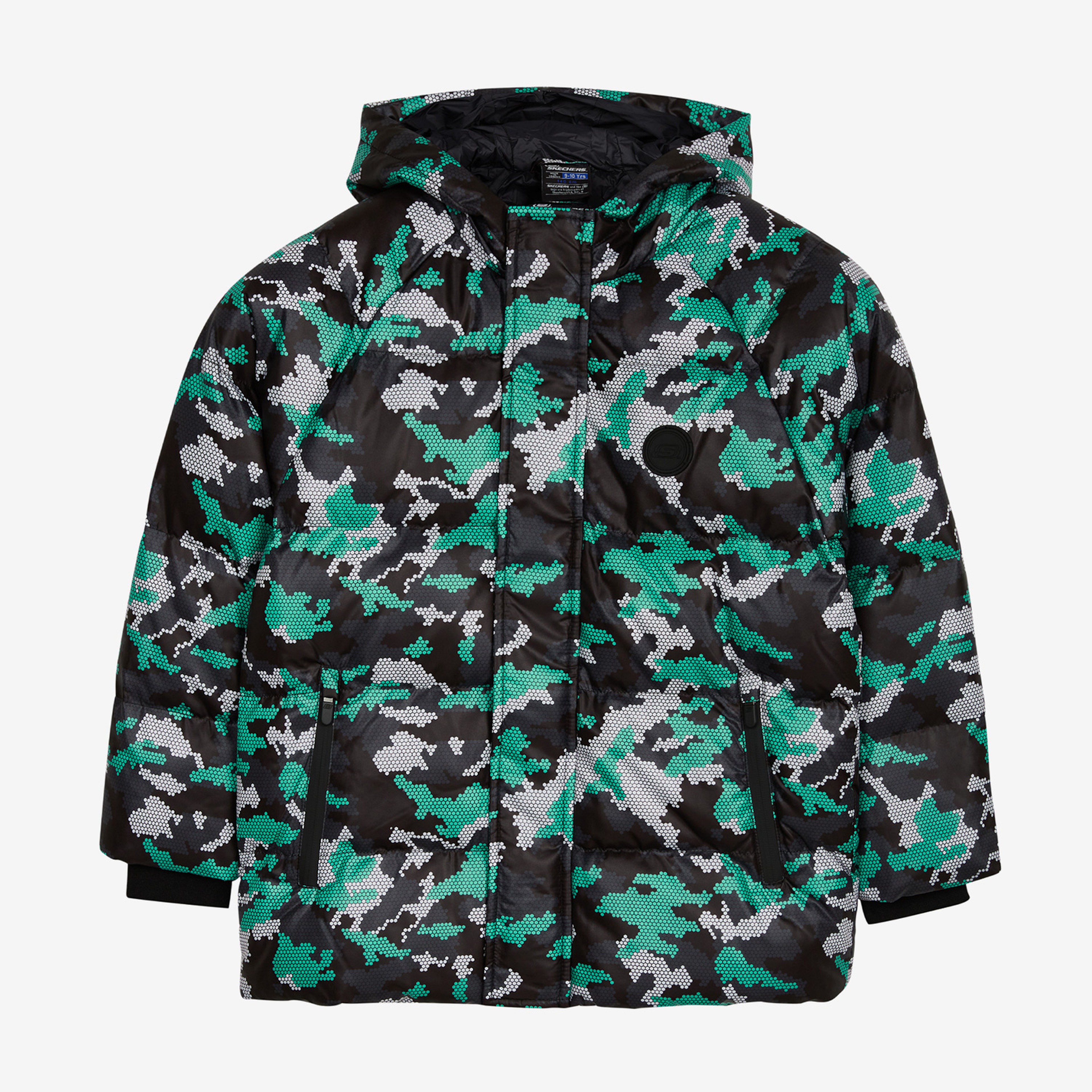 Skechers Outerwear Padded Çocuk Siyah/Yeşil/Gri Ceket