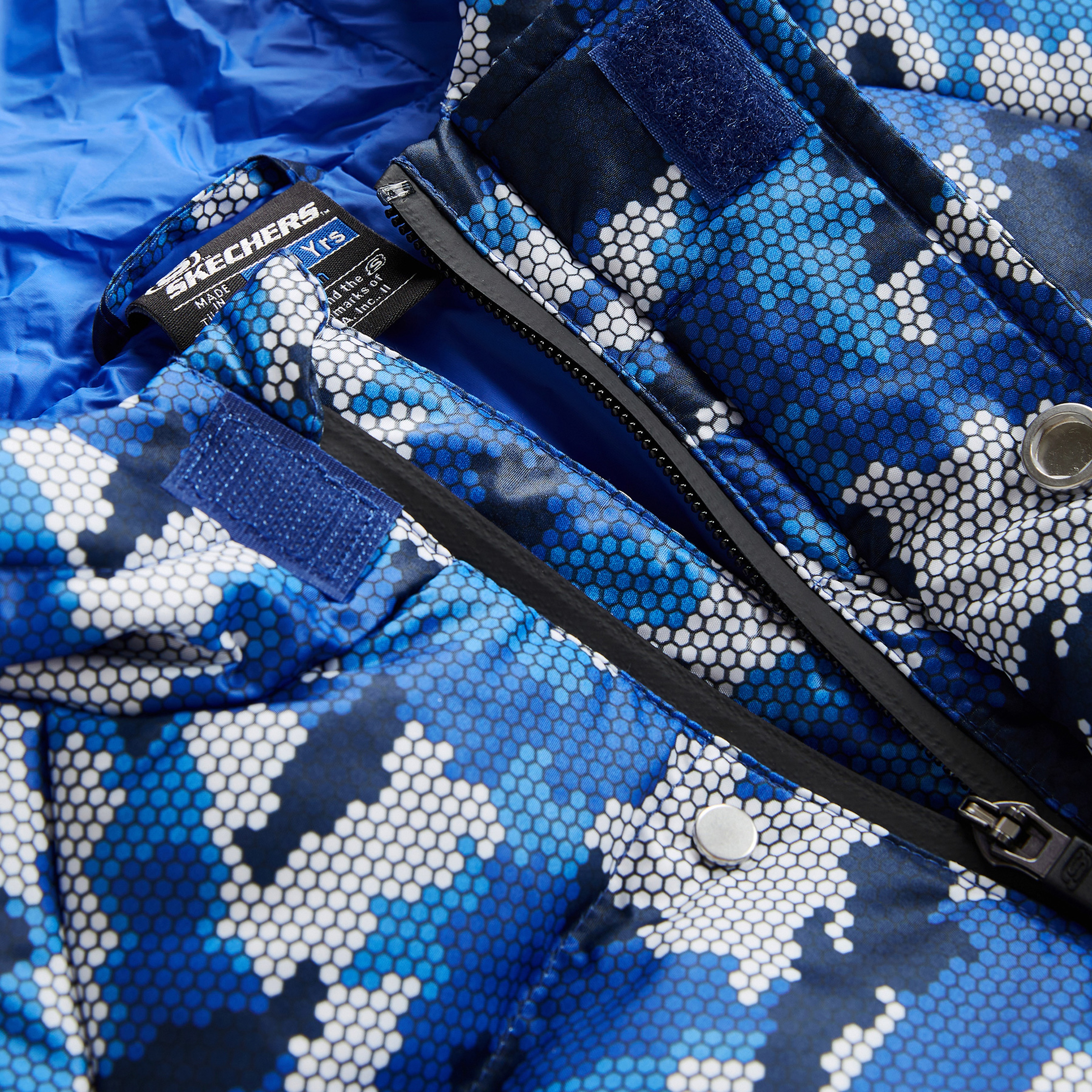 Skechers Outerwear Padded Çocuk Mavi/Siyah/Gri Ceket