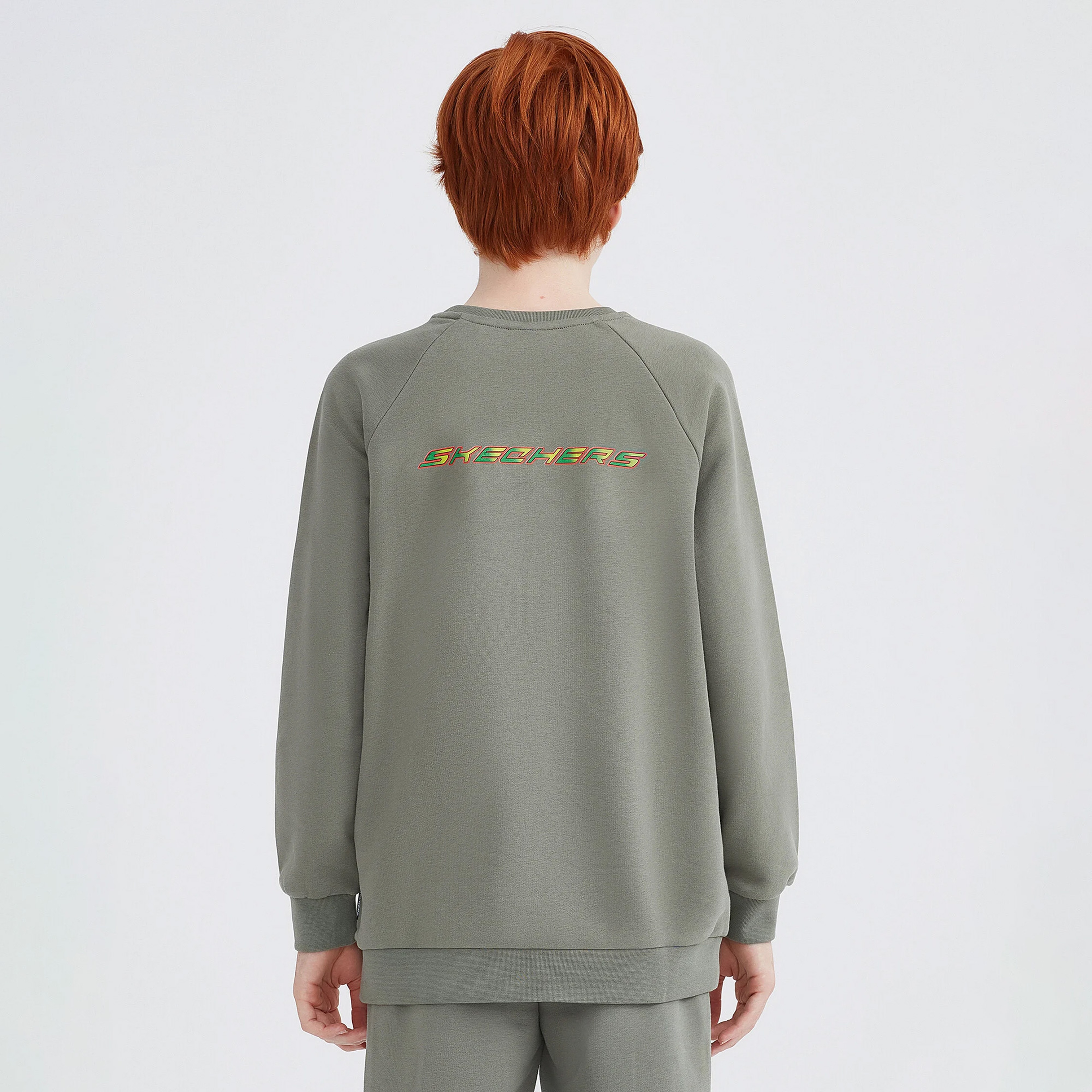 Skechers Heavy Weight Fleece Graphic Çocuk Haki Sweatshirt