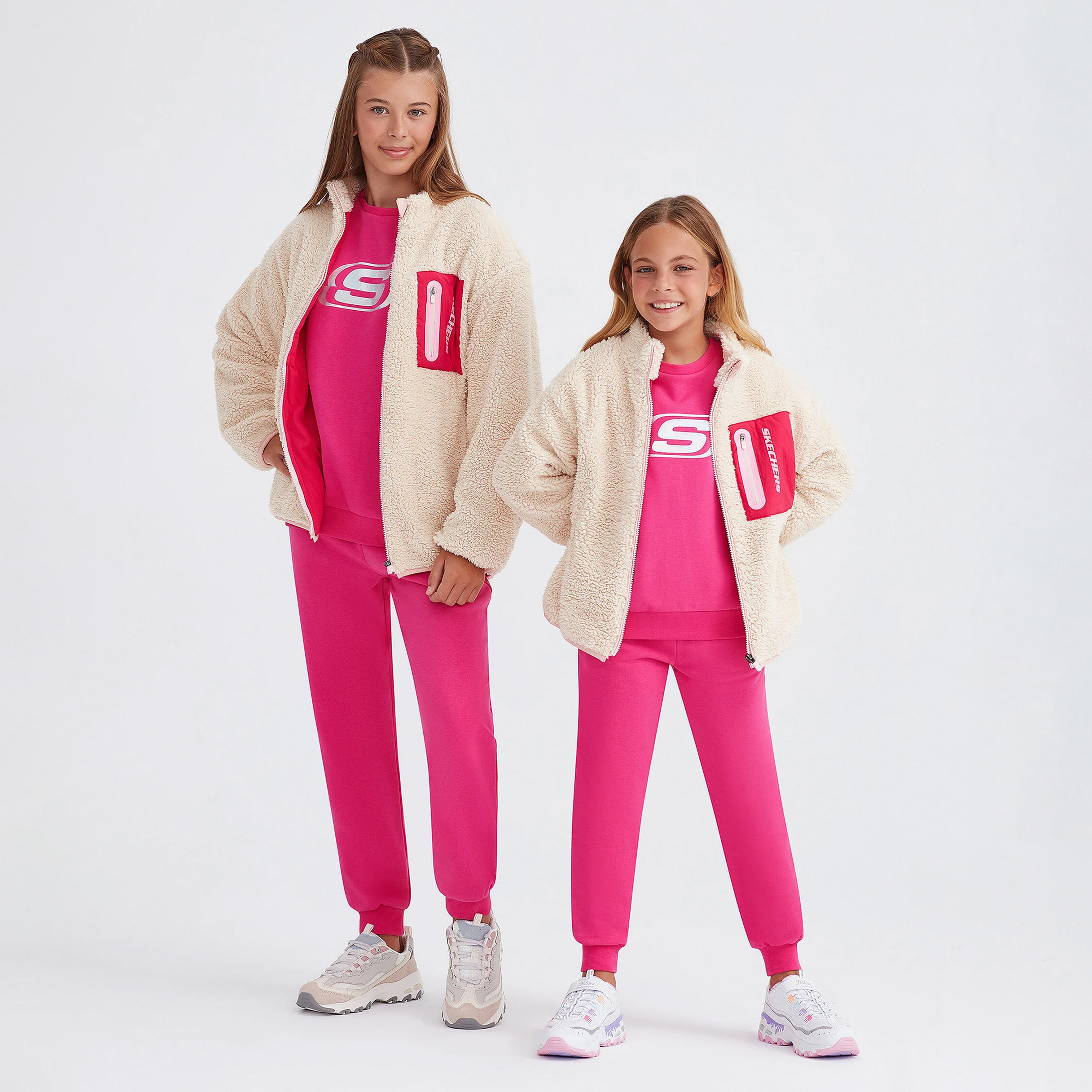 Skechers Outdoor Fleece Full Zip Sherpa Çocuk Beyaz Eşofman Üstü