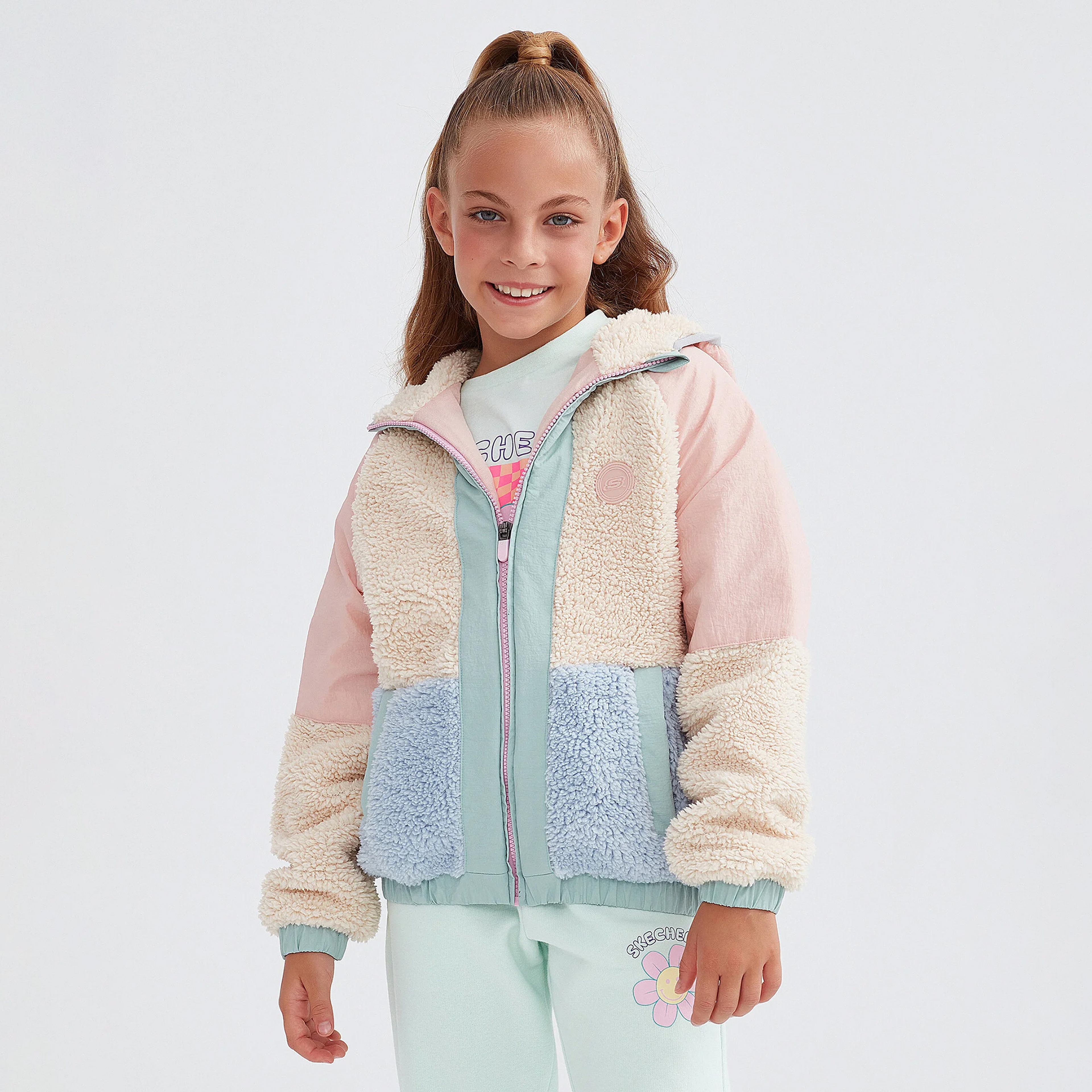 Skechers Outdoor Fleece Full Zip Sherpa Çocuk Renkli Eşofman Üstü