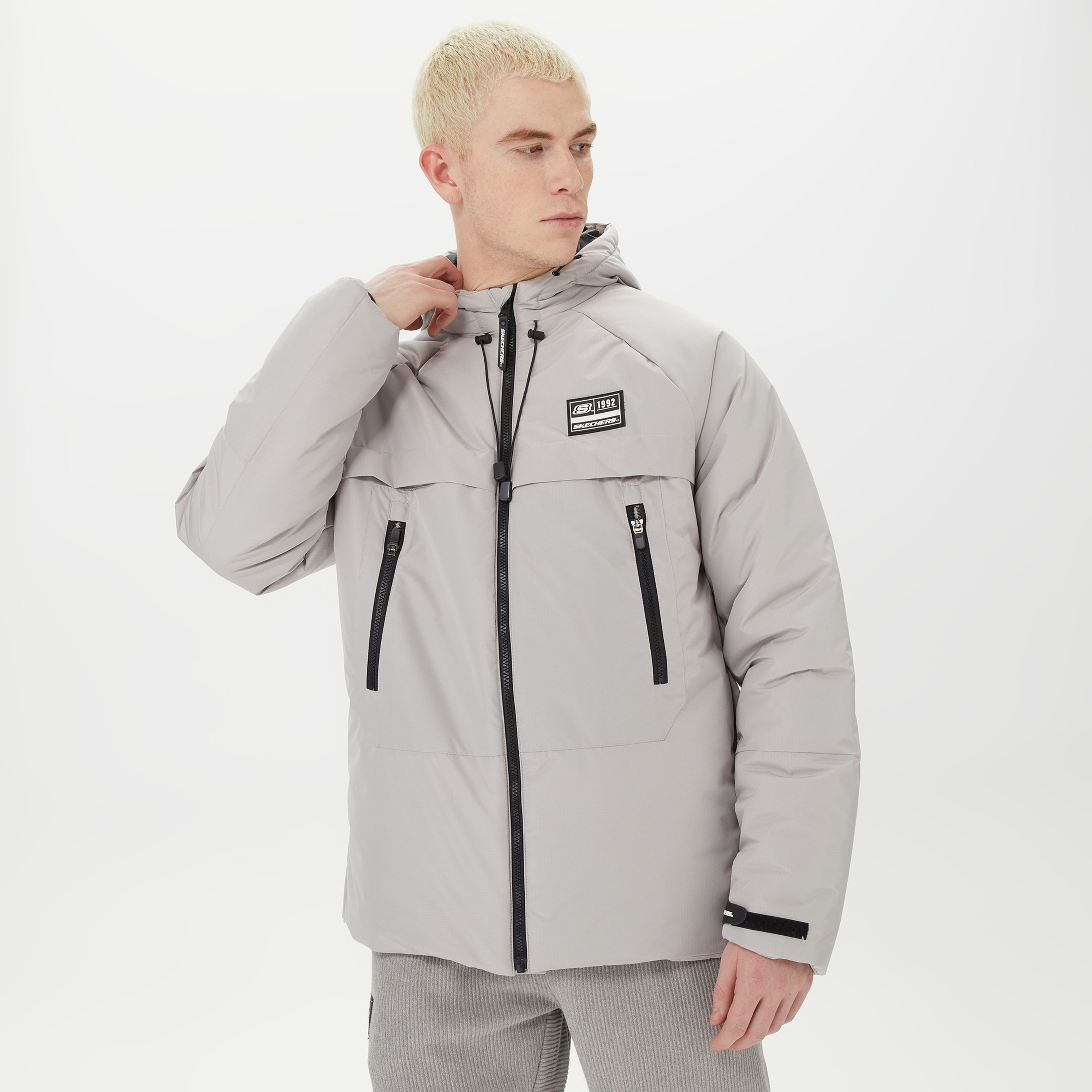 Skechers Outerwear Padded Erkek Gri Mont