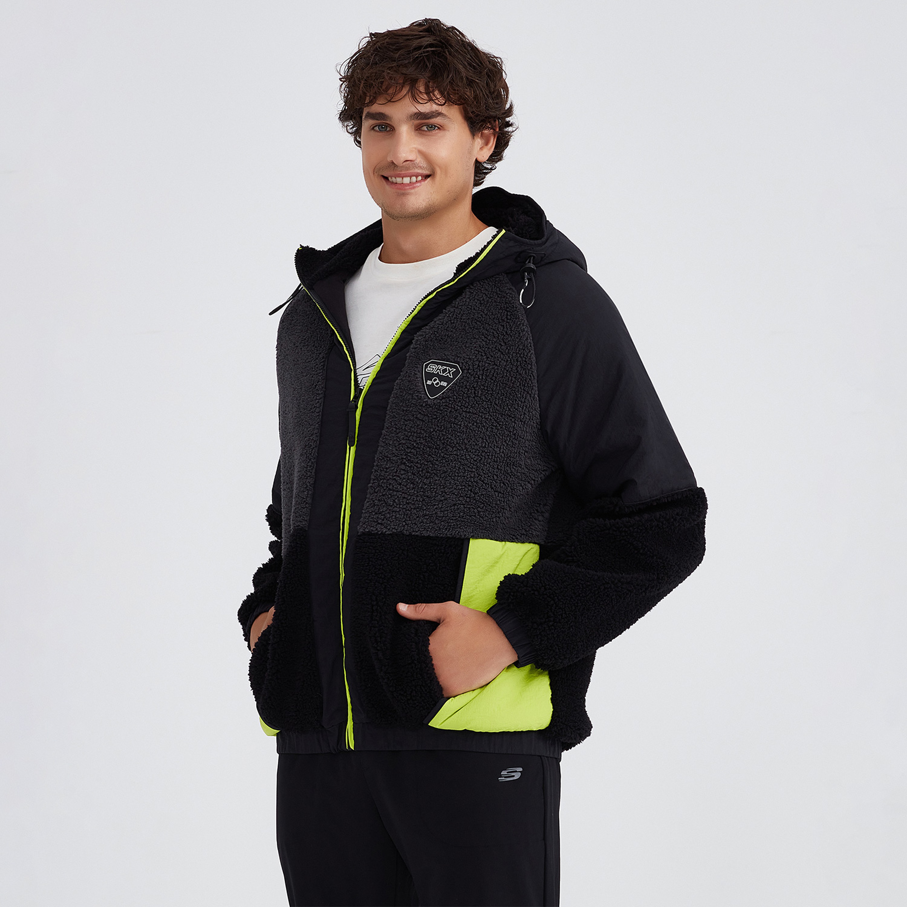 Skechers M Outdoor Fleece Full Zip Sherpa Erkek Siyah Polar Mont