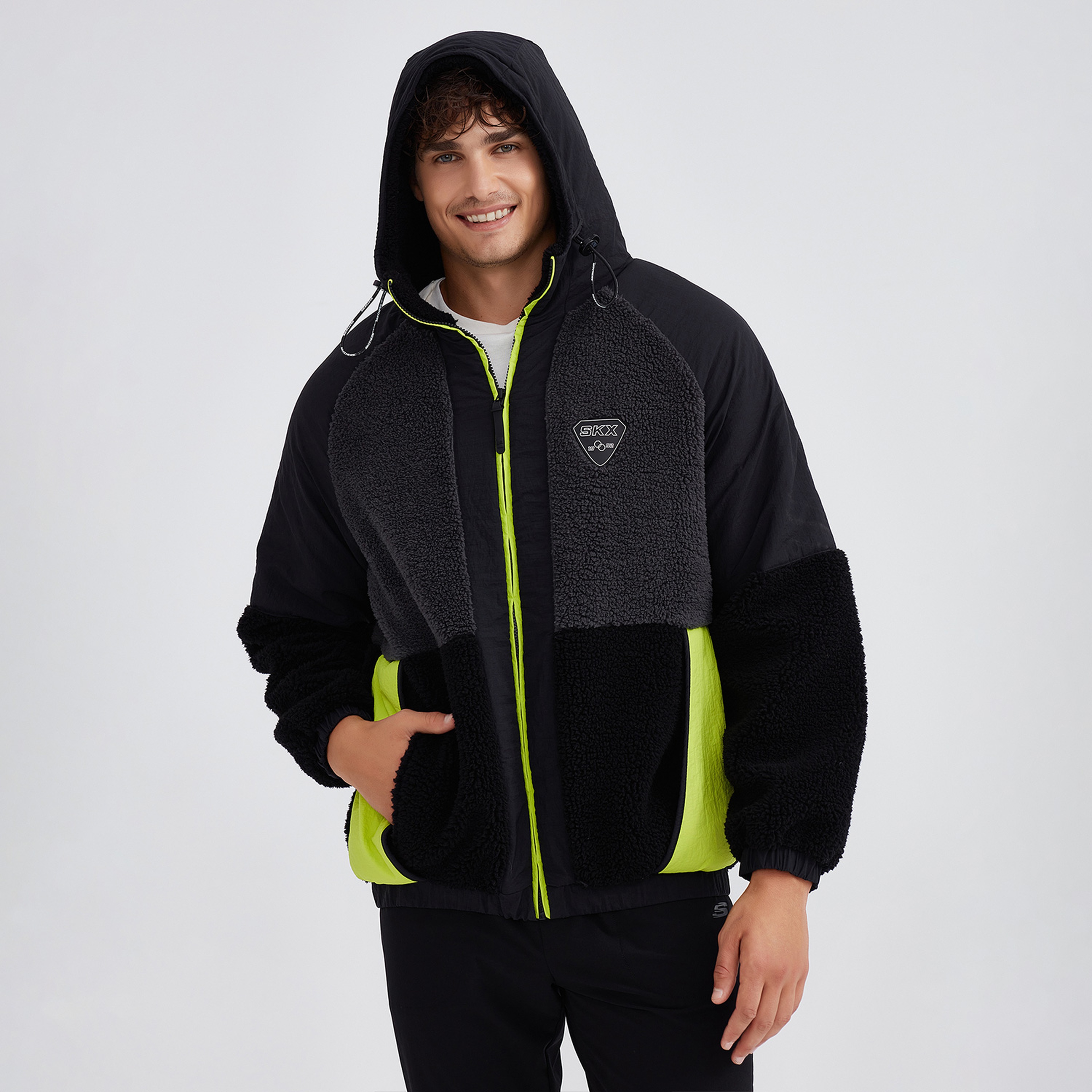 Skechers M Outdoor Fleece Full Zip Sherpa Erkek Siyah Polar Mont