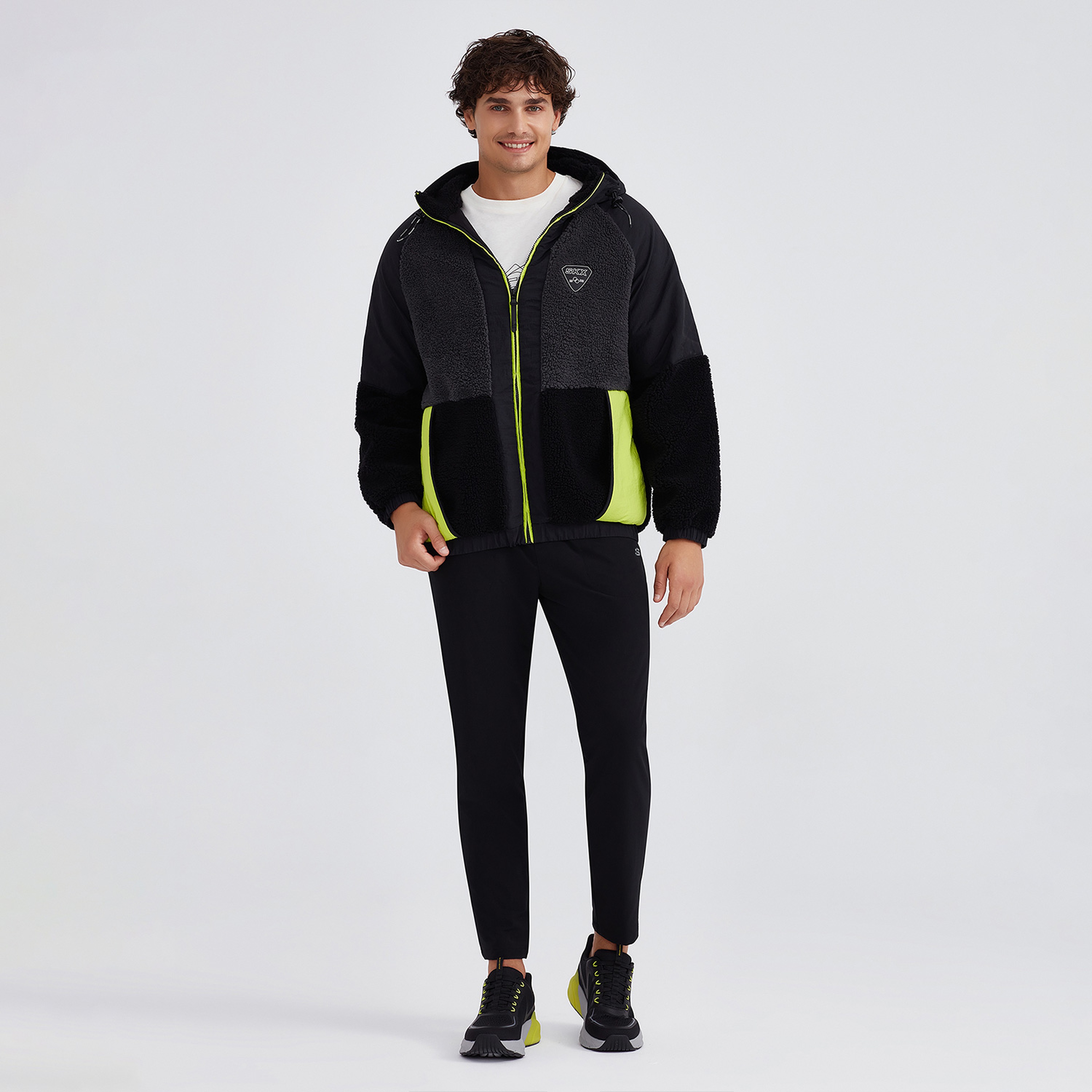 Skechers M Outdoor Fleece Full Zip Sherpa Erkek Siyah Polar Mont