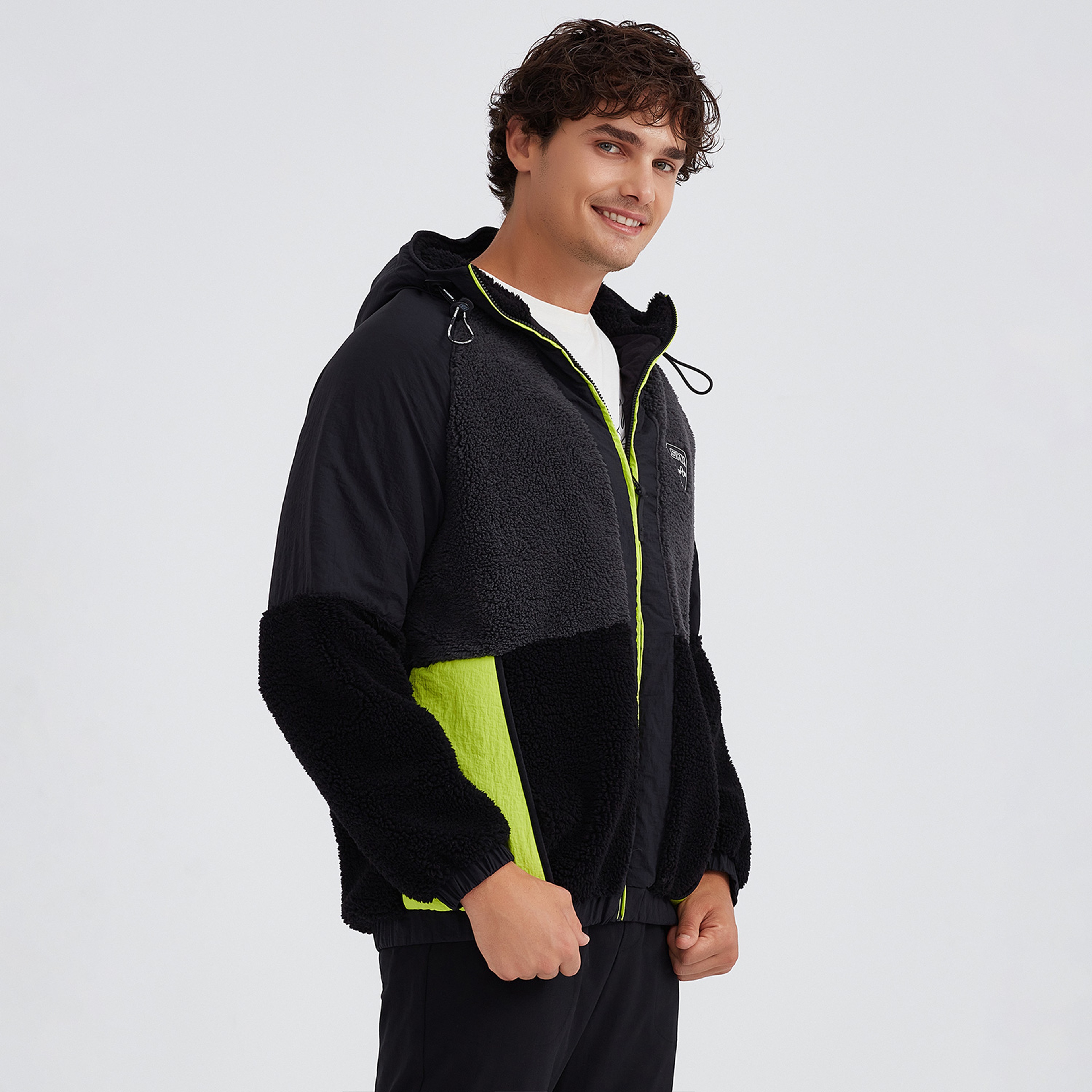 Skechers M Outdoor Fleece Full Zip Sherpa Erkek Siyah Polar Mont