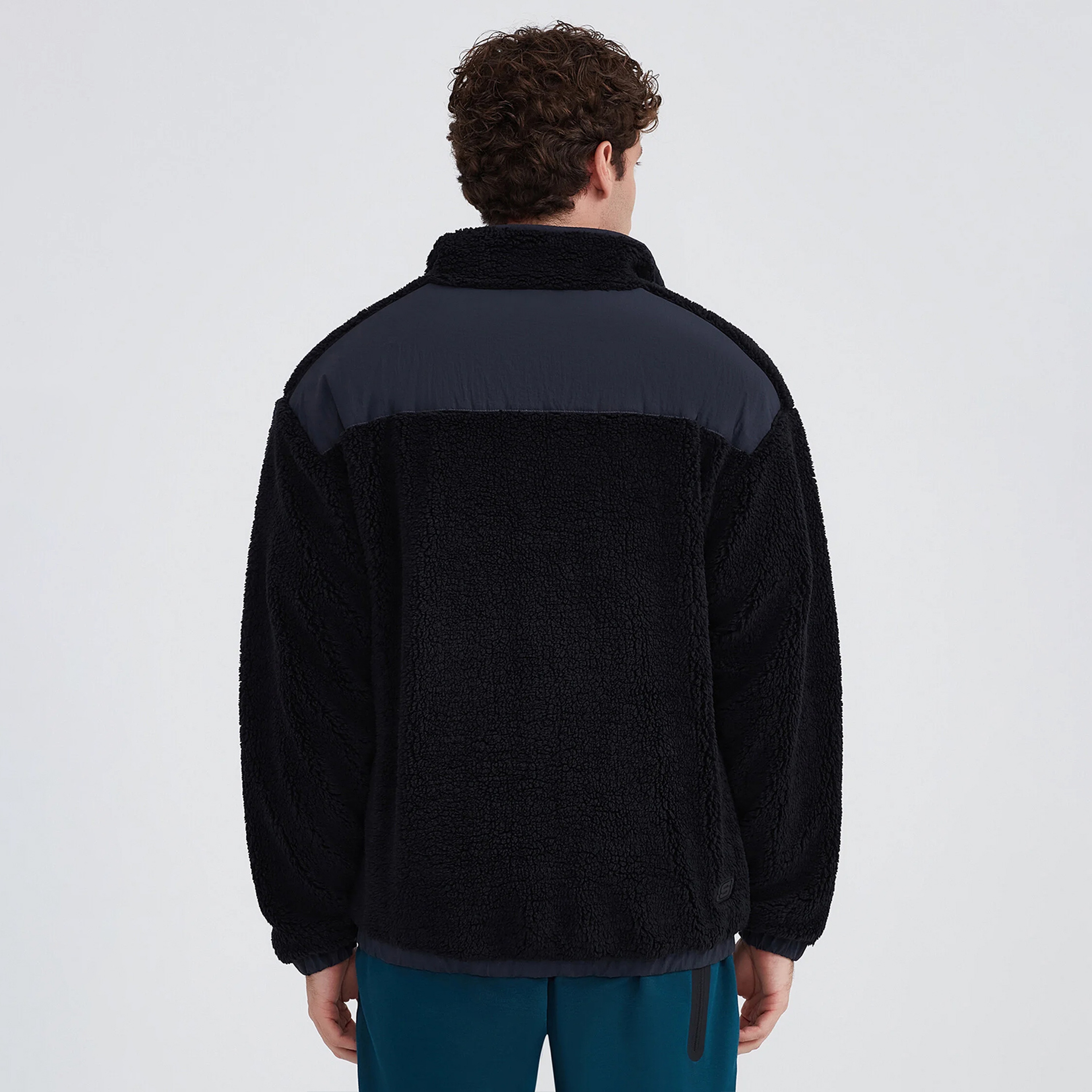 Skechers Outdoor Fleece Full Zip Sherpa Erkek Siyah Polar Mont