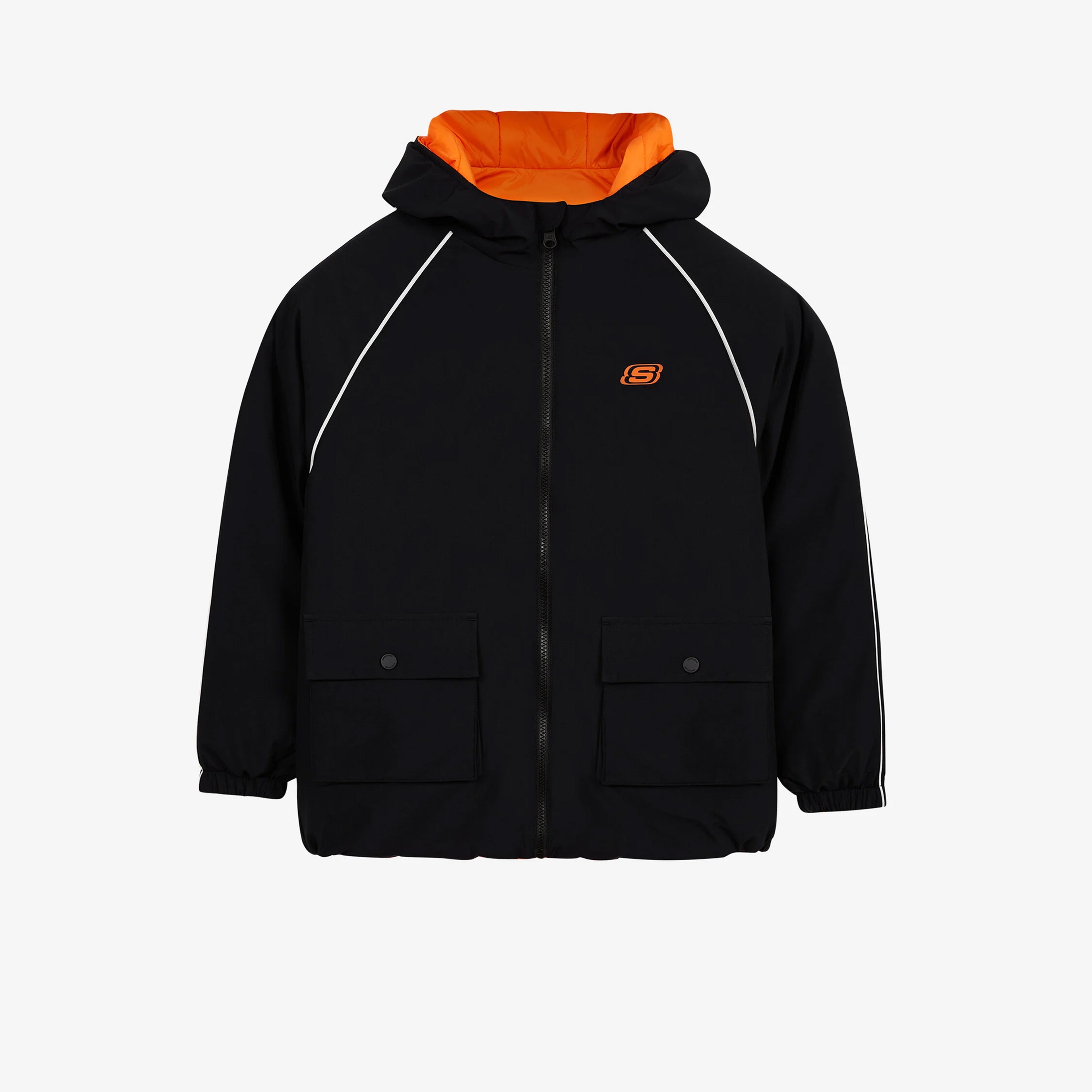 Skechers Outerwear Reversible Coated Çift Taraflı Çocuk Siyah Mont