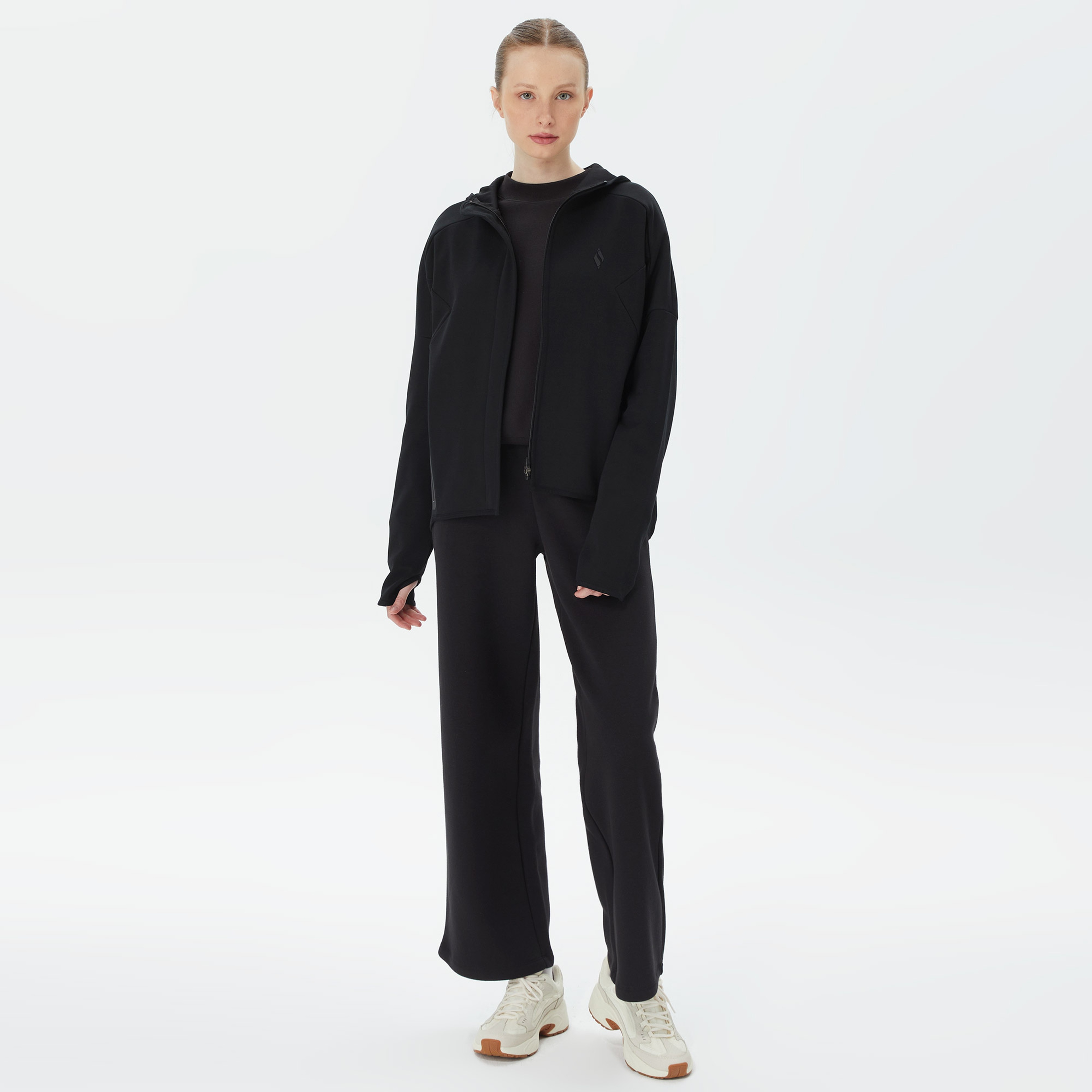 Skechers 2XI-Lock Full Zip Kadın Siyah Eşofman Üstü