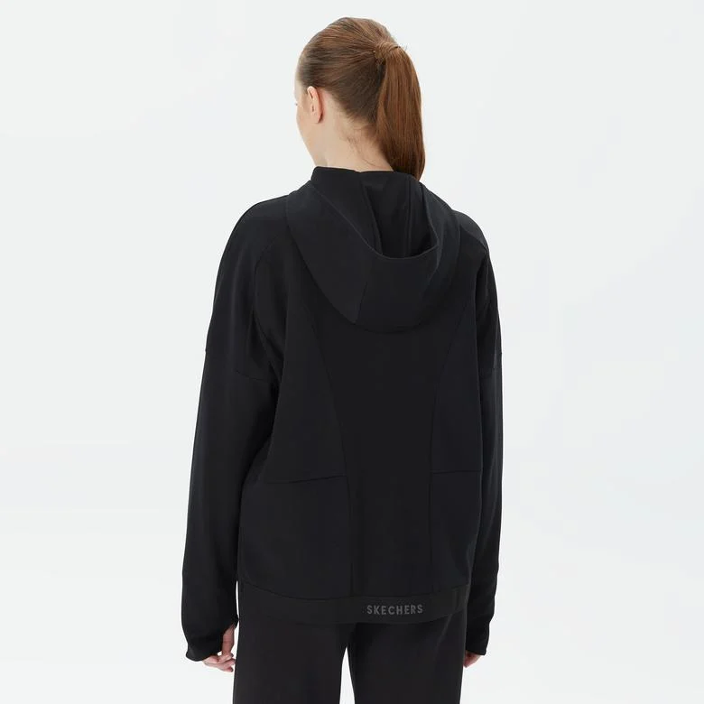 Skechers 2XI-Lock Full Zip Kadın Siyah Eşofman Üstü