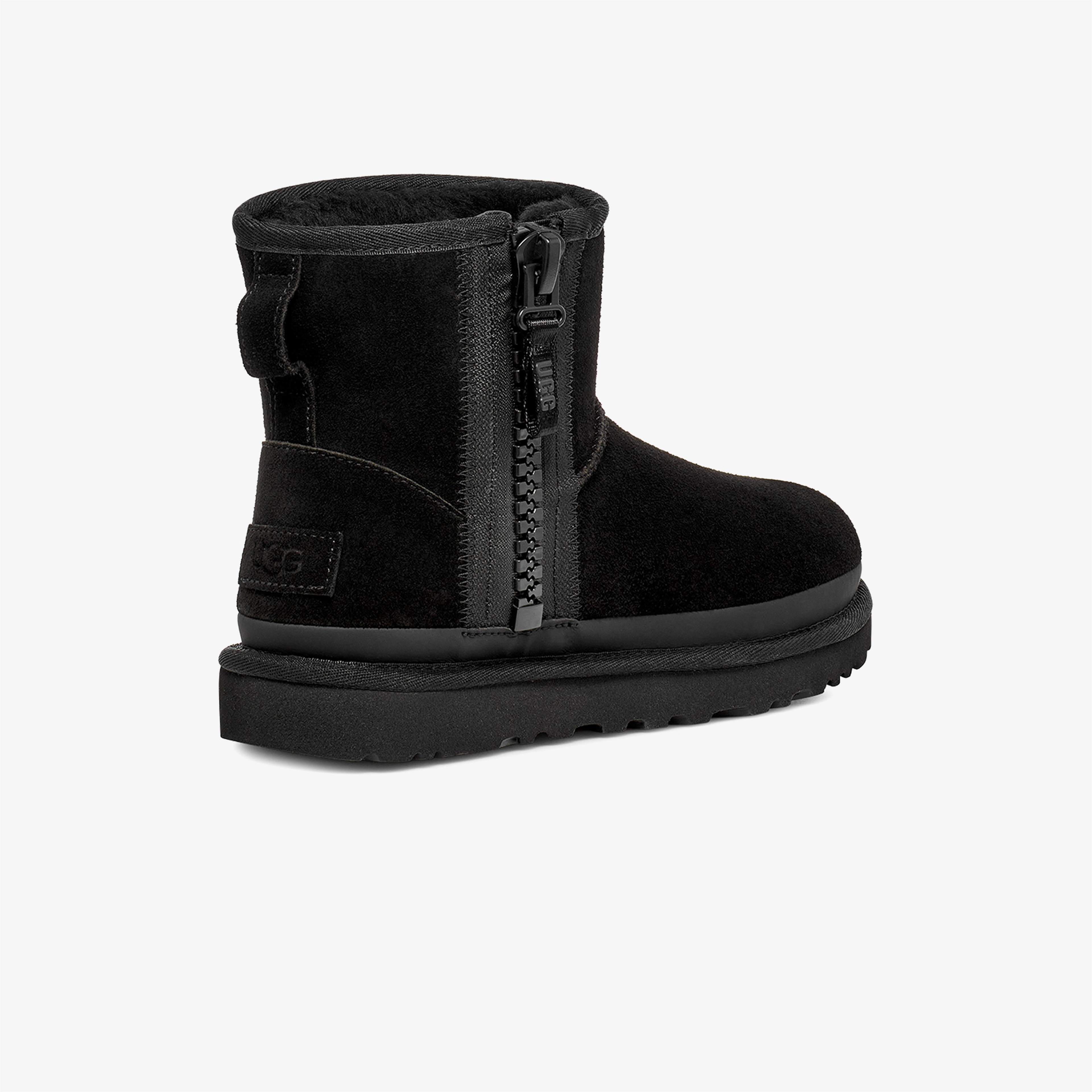 UGG Classic Mini Zipper Tape Logo Kadın Siyah Bot