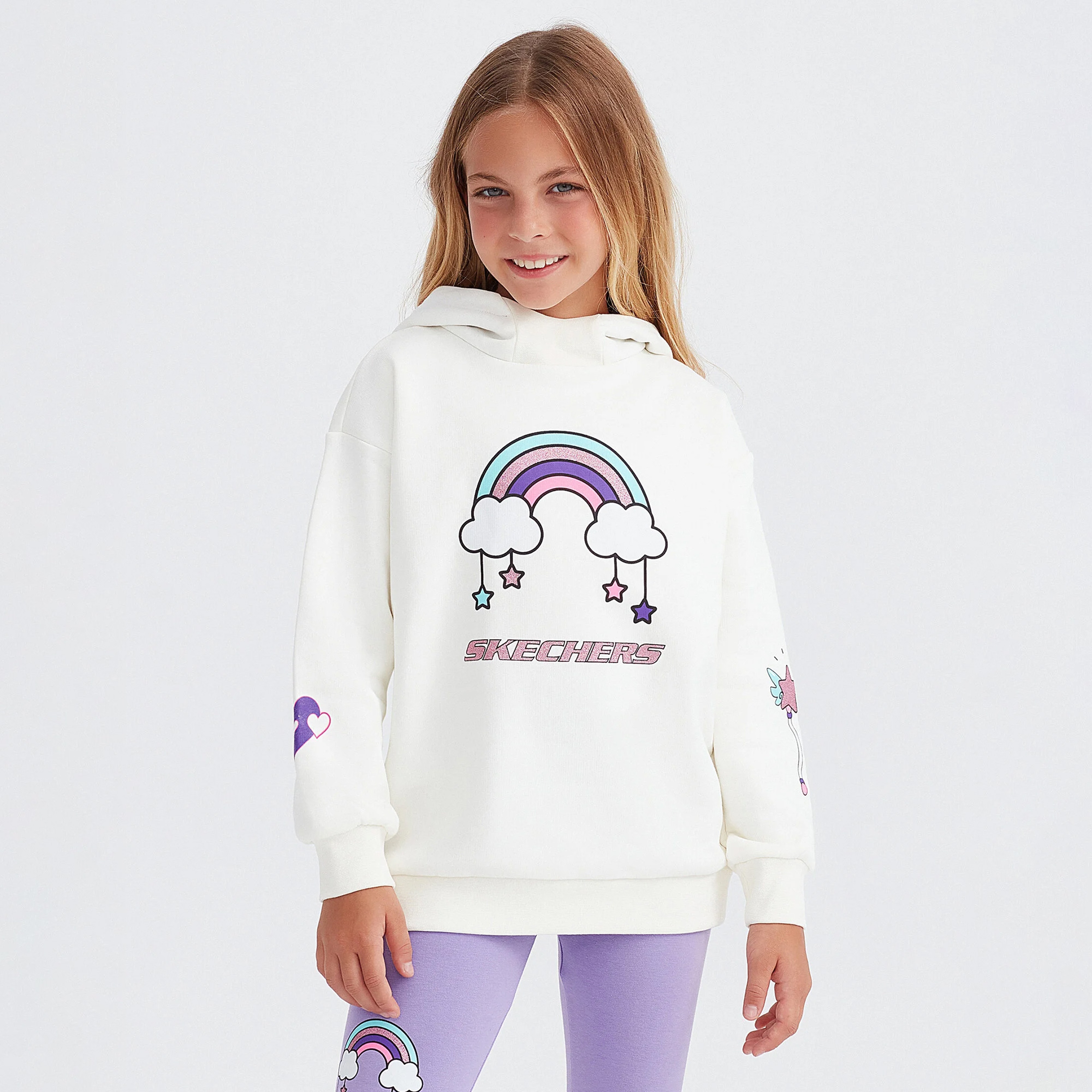 Skechers Heavy Weight Fleece Suit Çocuk Beyaz Eşofman Takımı