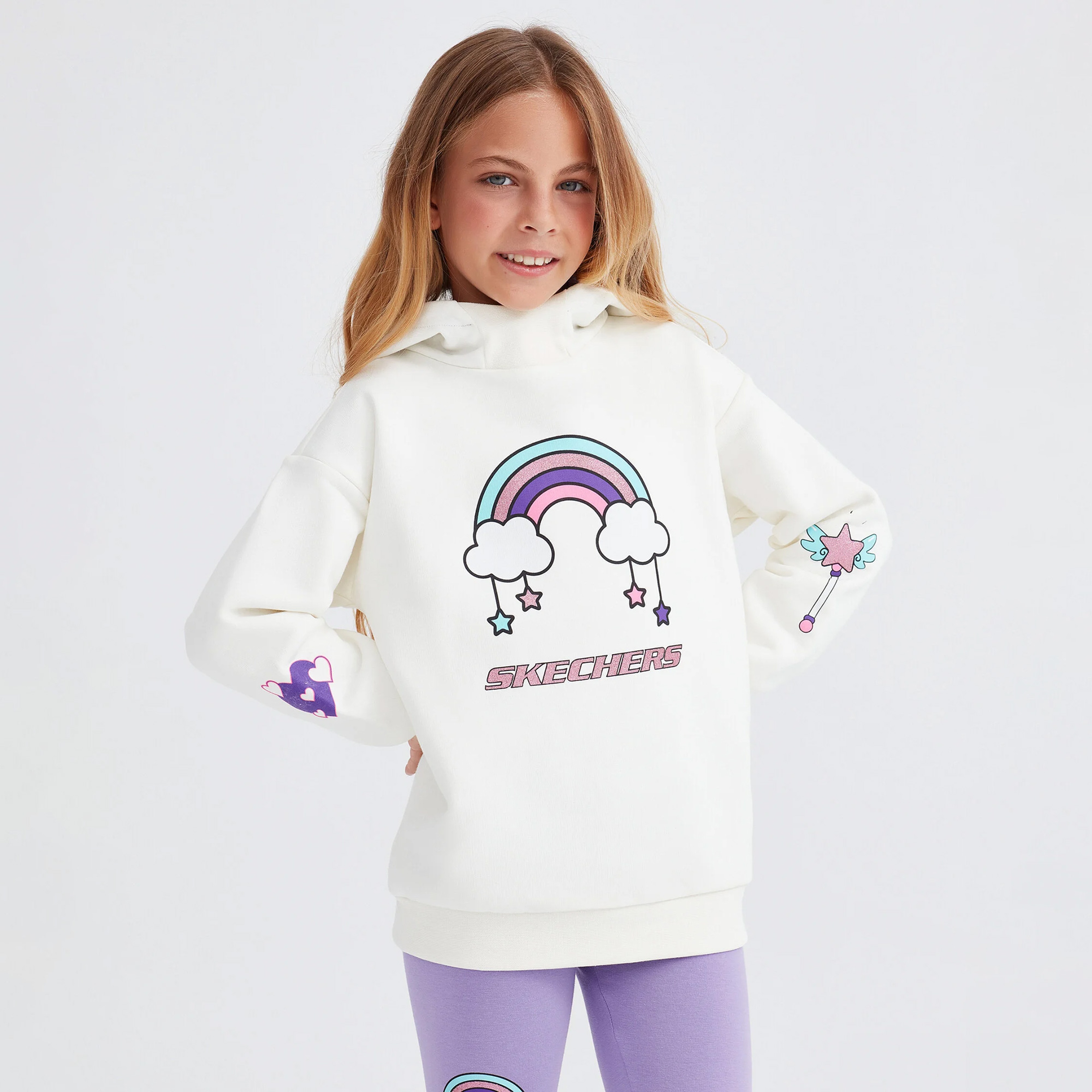 Skechers Heavy Weight Fleece Suit Çocuk Beyaz Eşofman Takımı