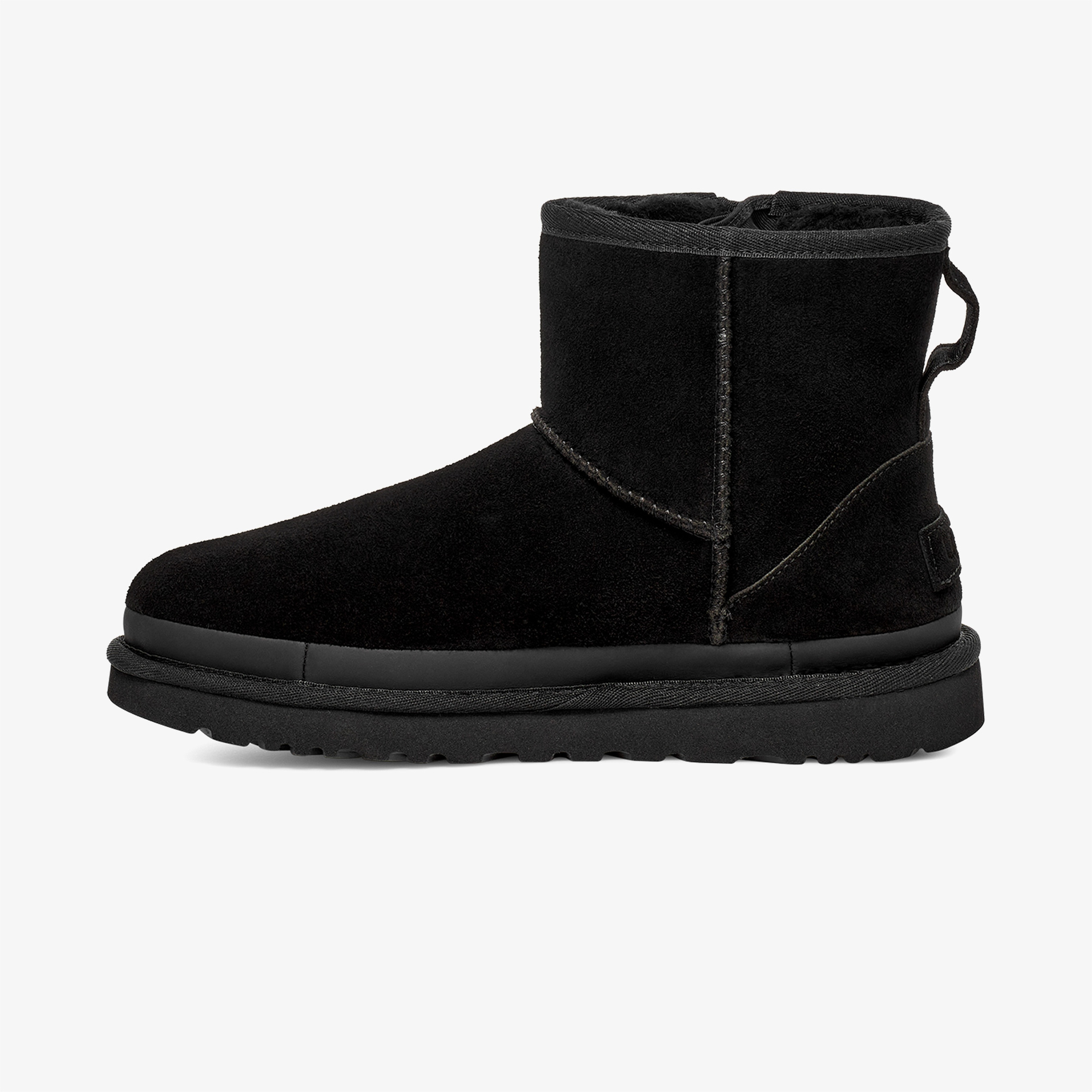 UGG Classic Mini Zipper Tape Logo Kadın Siyah Bot