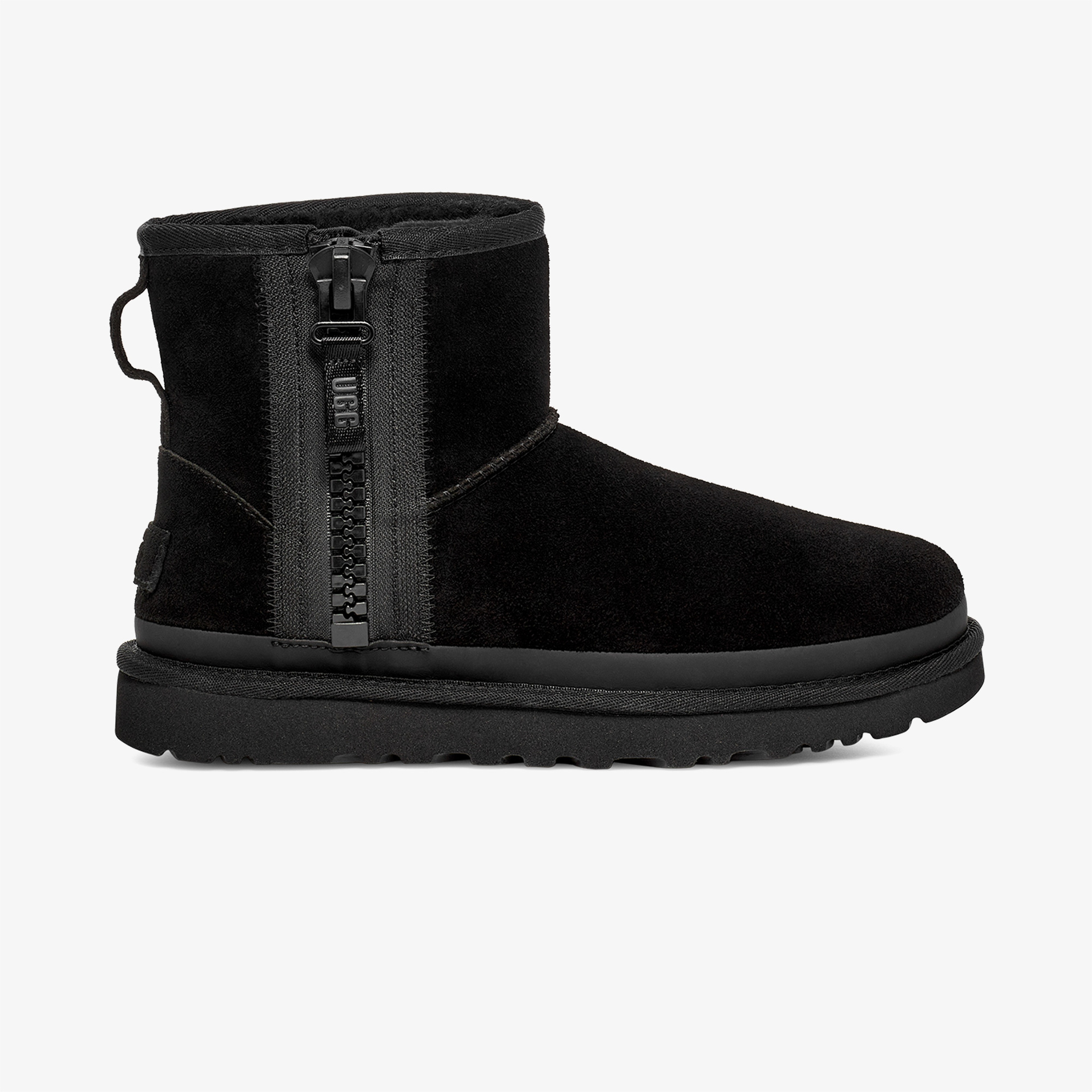 UGG Classic Mini Zipper Tape Logo Kadın Siyah Bot