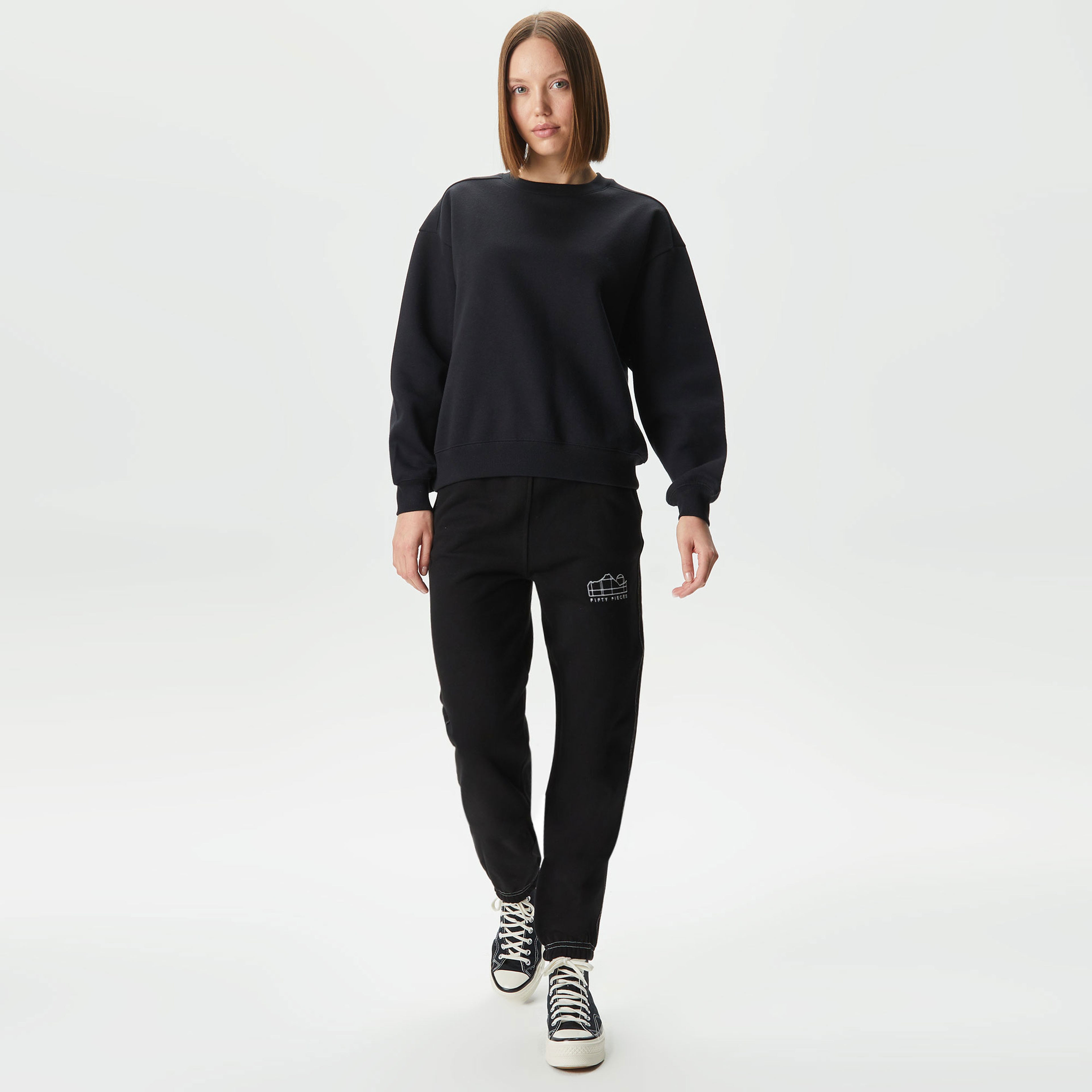 Fifty Pieces Classic Kadın Siyah Sweatshirt