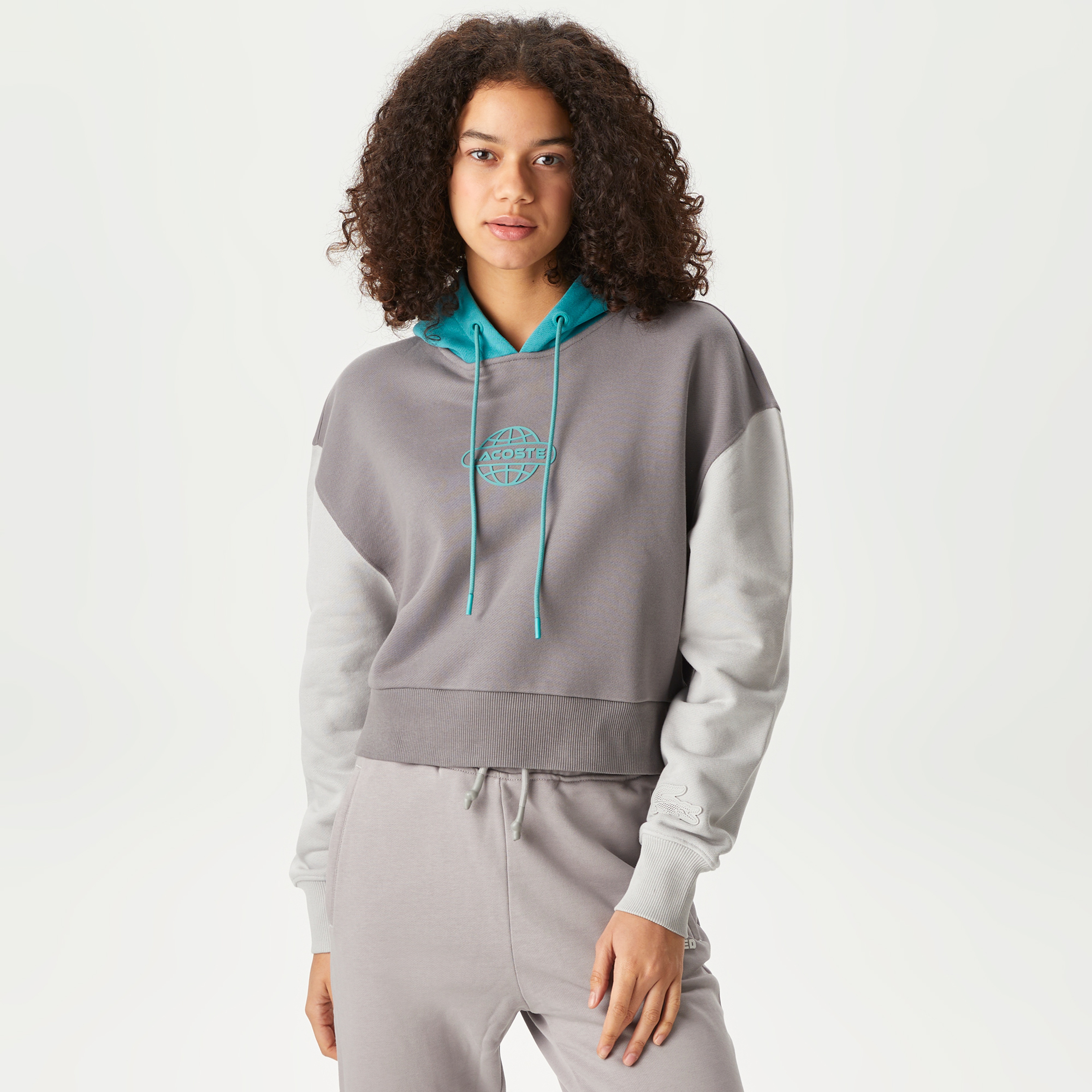 Lacoste House of SuperStep X Lacoste Kadın Gri Hoodie