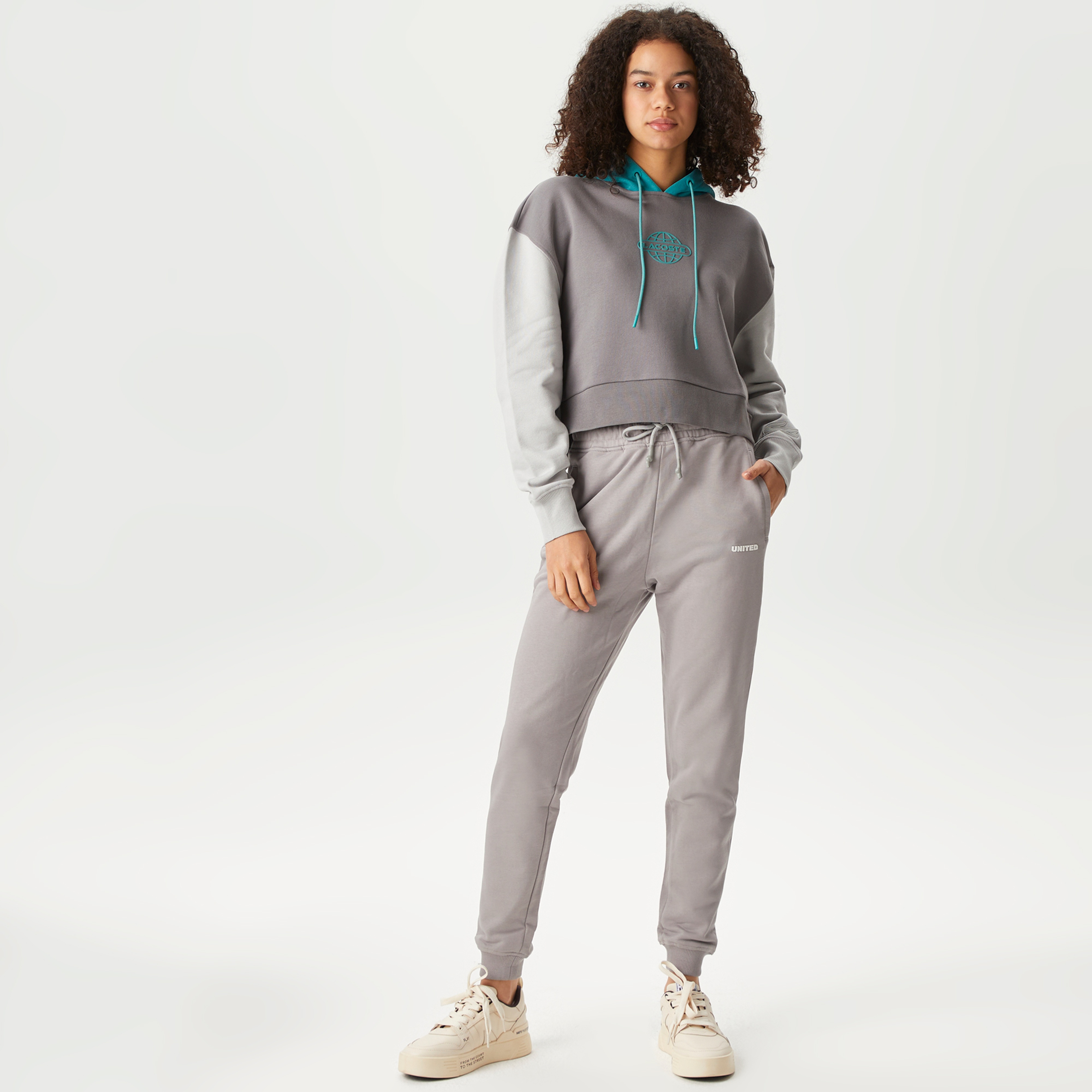 Lacoste House of SuperStep X Lacoste Kadın Gri Hoodie
