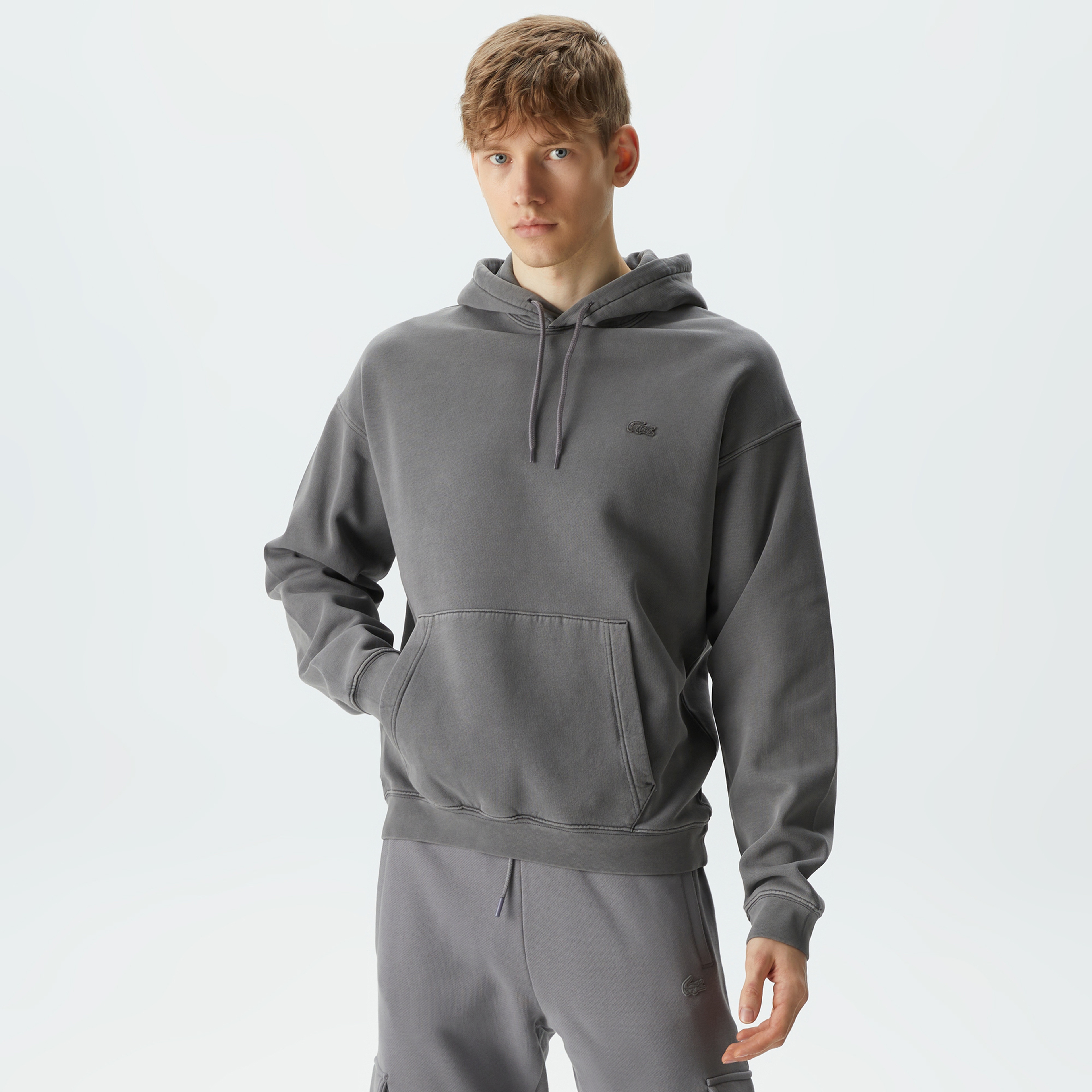 Neo Heritage Unisex Loose Fit Kapüşonlu Gri Sweatshirt